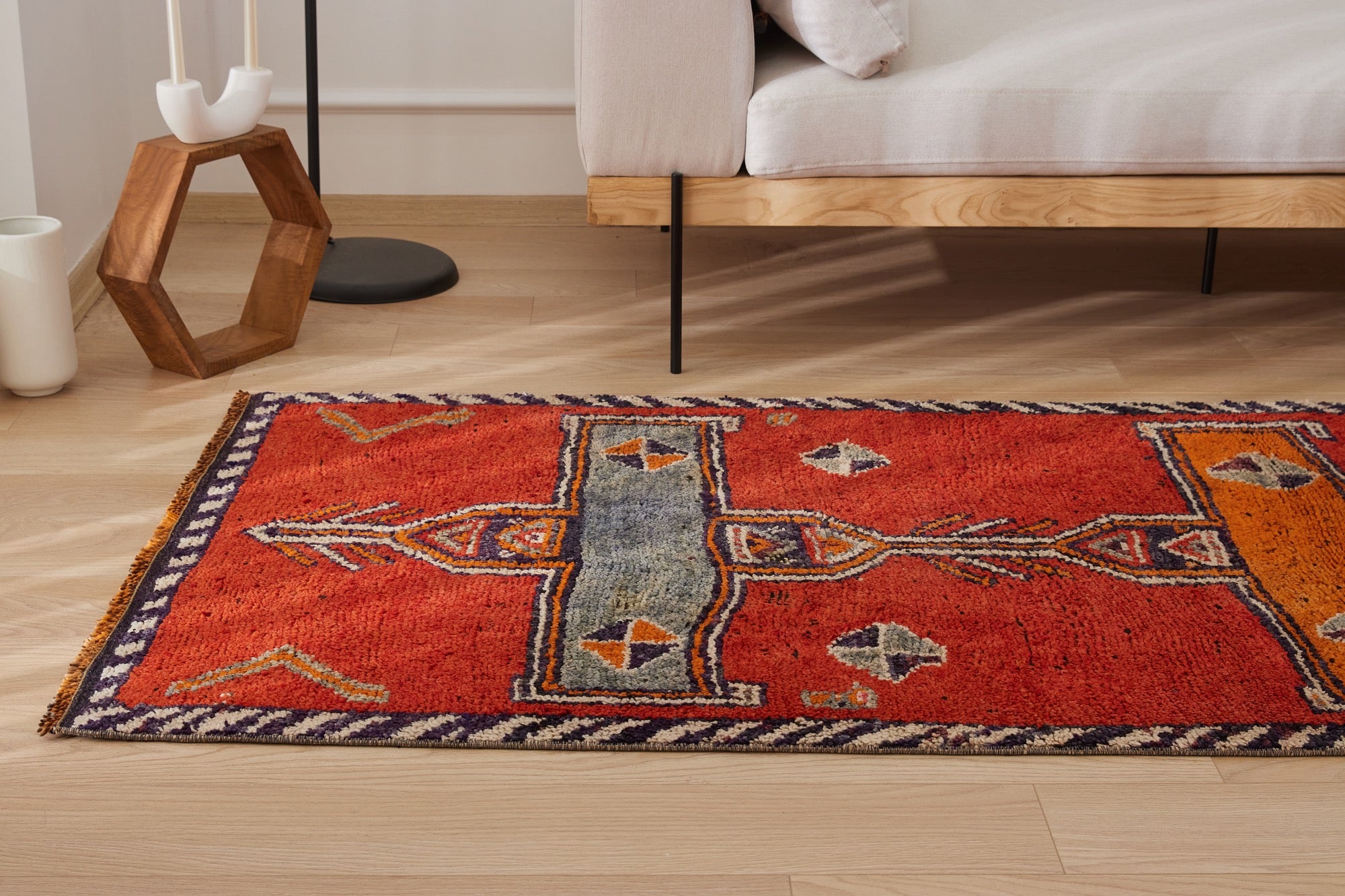 Arya | Modern Vintage Fusion | Artisanal Geometric Carpet | Kuden Rugs