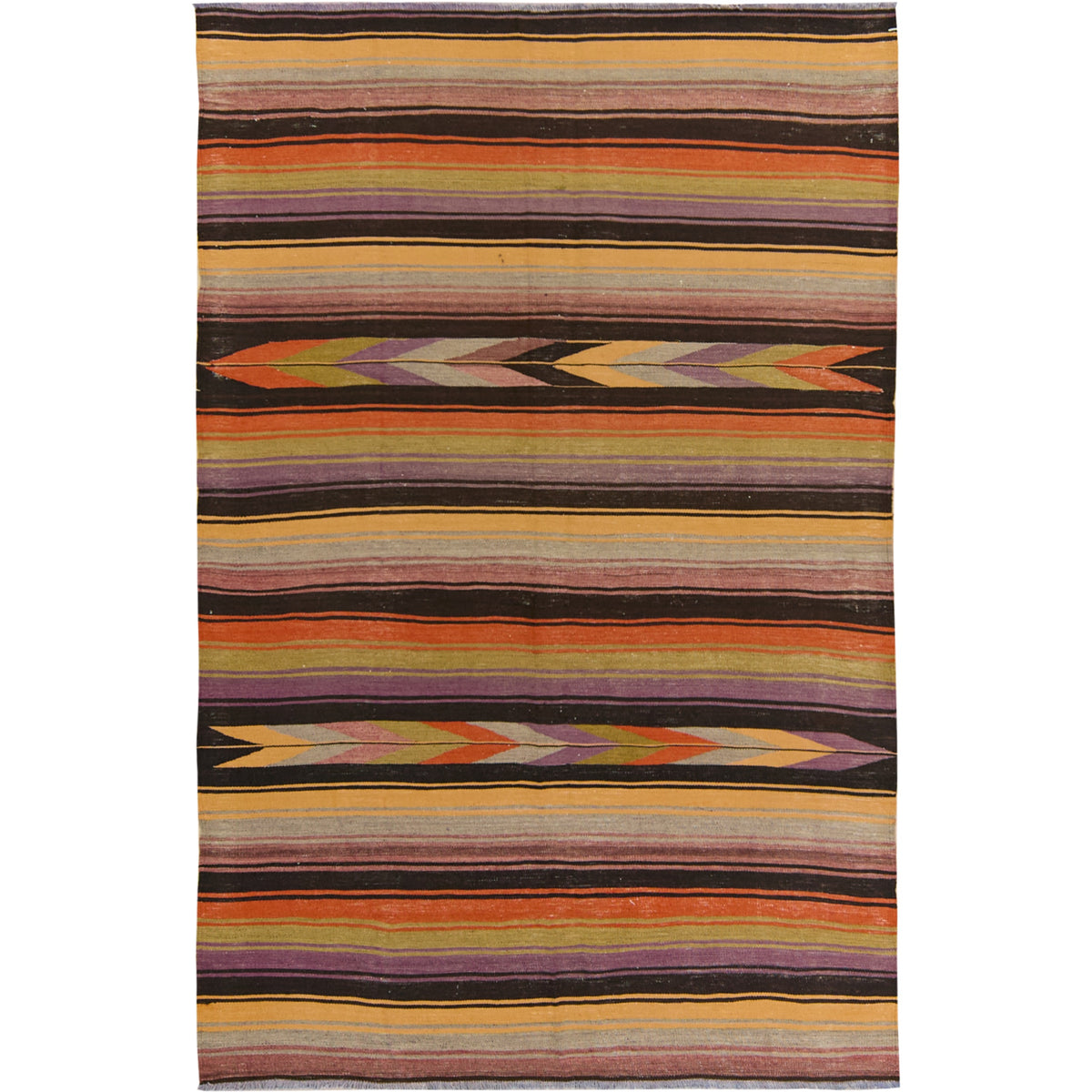 Aryanna: Vintage Turkish Rug - Striped elegance for your home. | Kuden Rugs