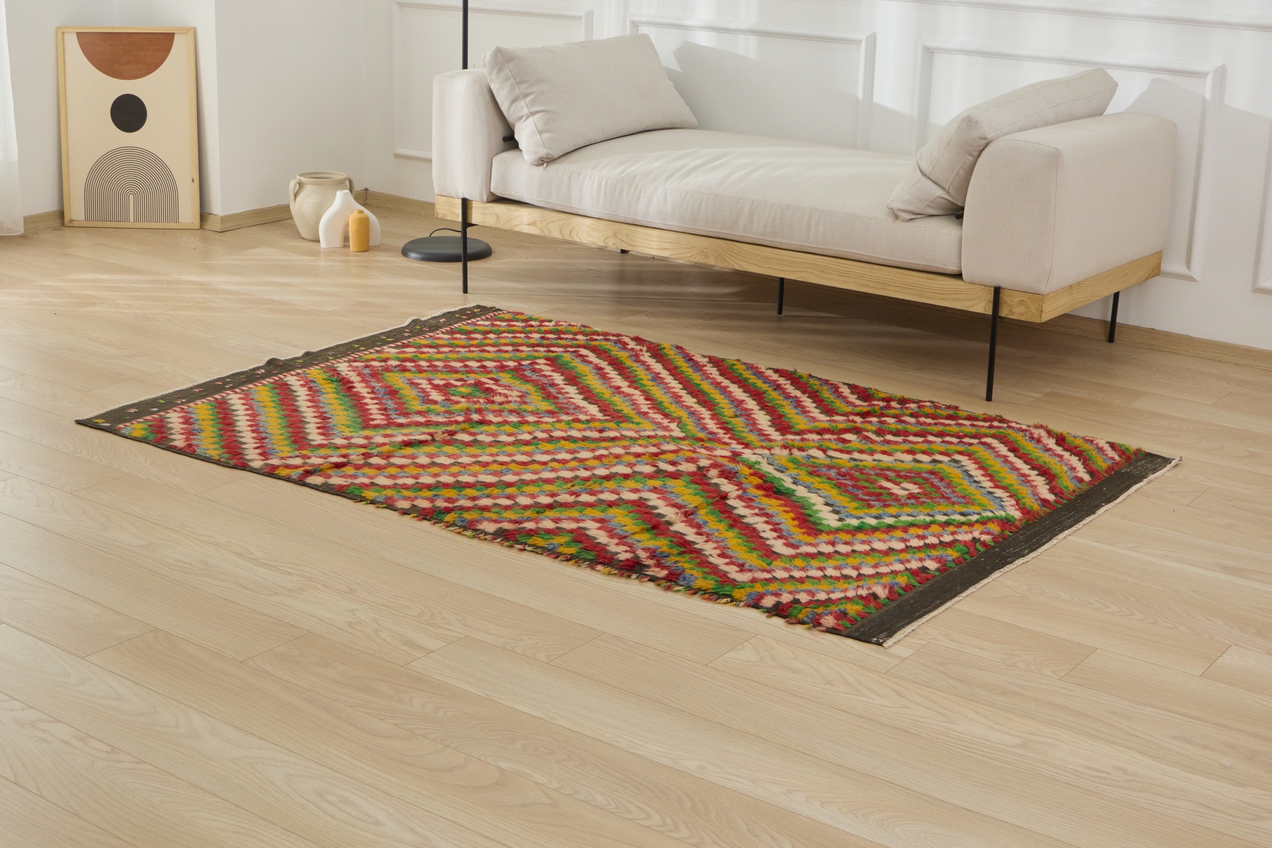 Kilim Area Rug, top 5x8 ft Multicolour Living Room Carpet