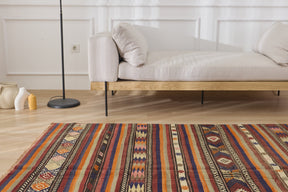 Brianna: A Mesmerizing Multicolored Vintage Turkish Wool Kilim Rug | Kuden Rugs