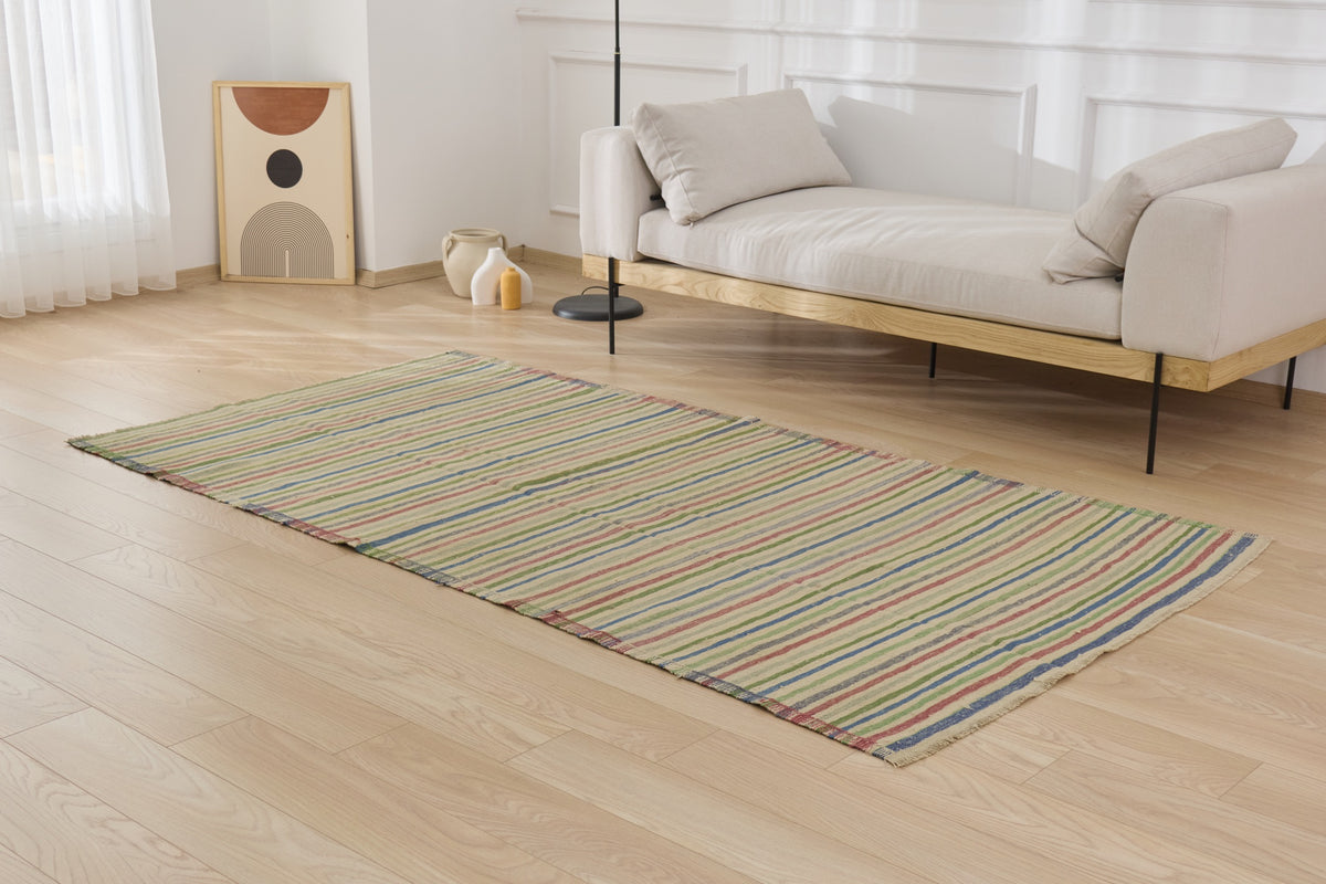 Discover the Striking Striped Pattern of Carolina, a 1970s Turkish Carpet | Kuden Rugs