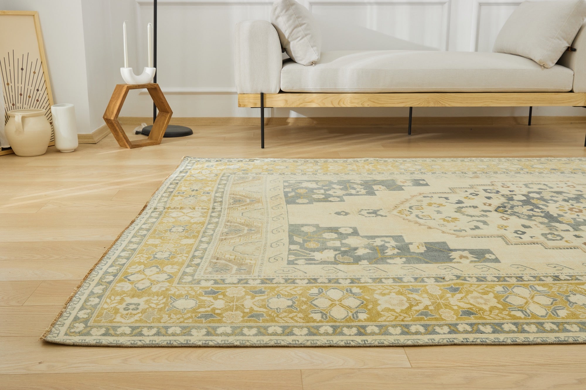 Cattleya | Modern Vintage Fusion | Artisanal Geometric Carpet | Kuden Rugs