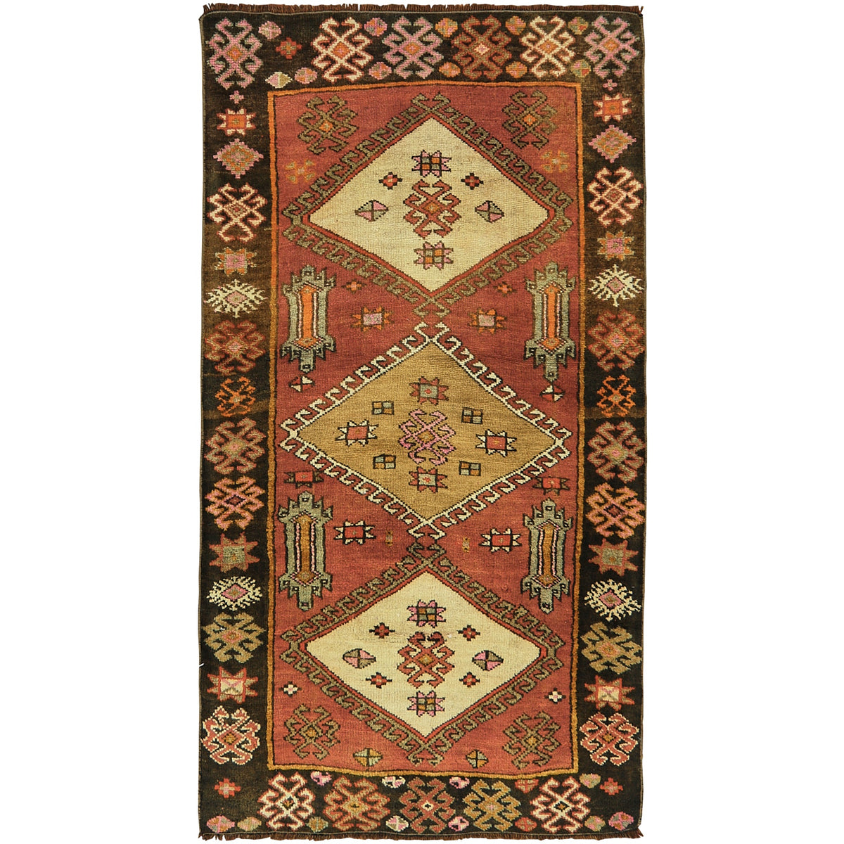 Cayla | Bold Red Intricacy | Vintage Turkish Small Rug | Kuden Rugs