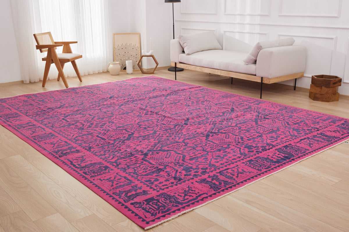 Charity | Unique Pink Vintage Area Rug | Kuden Rugs