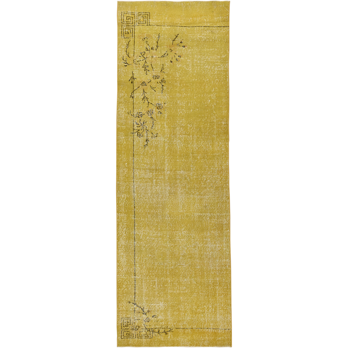 Connie | Luminous Yellow Floral Runner Rug | Kuden Rugs