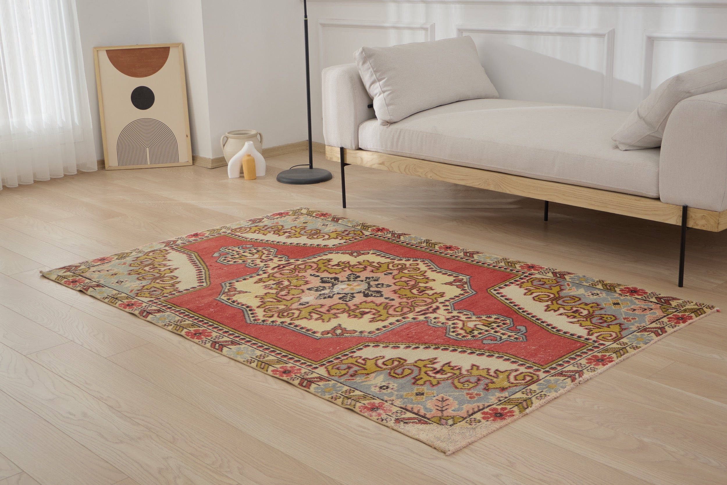 Dee Rugs 4' x 7' Vintage Turkish Rug, Red - Dee | Kuden Rugs