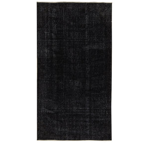 Edna | Sleek Black Wool and Cotton Rug | Kuden Rugs