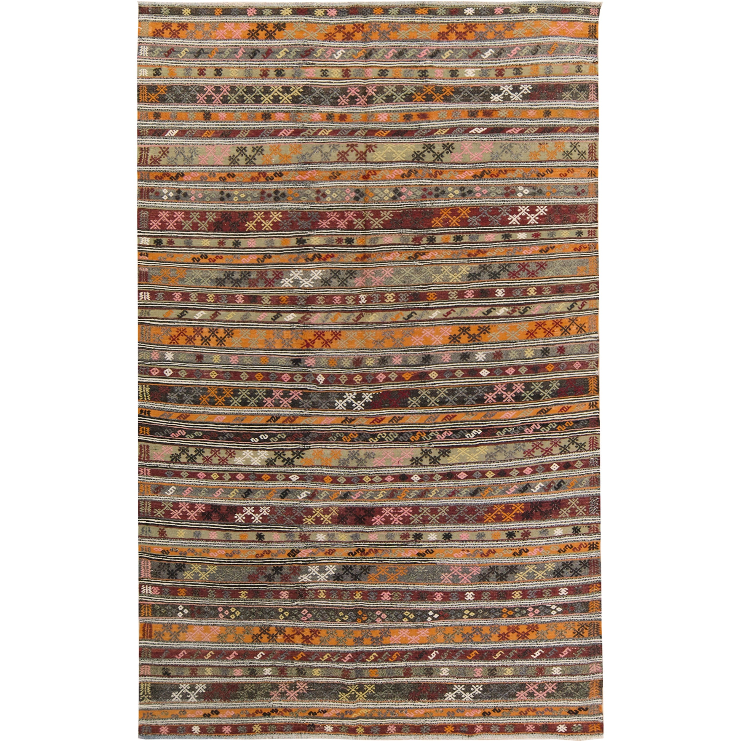 Guadalupe: Vintage Turkish Rug - Striped elegance for your home. | Kuden Rugs