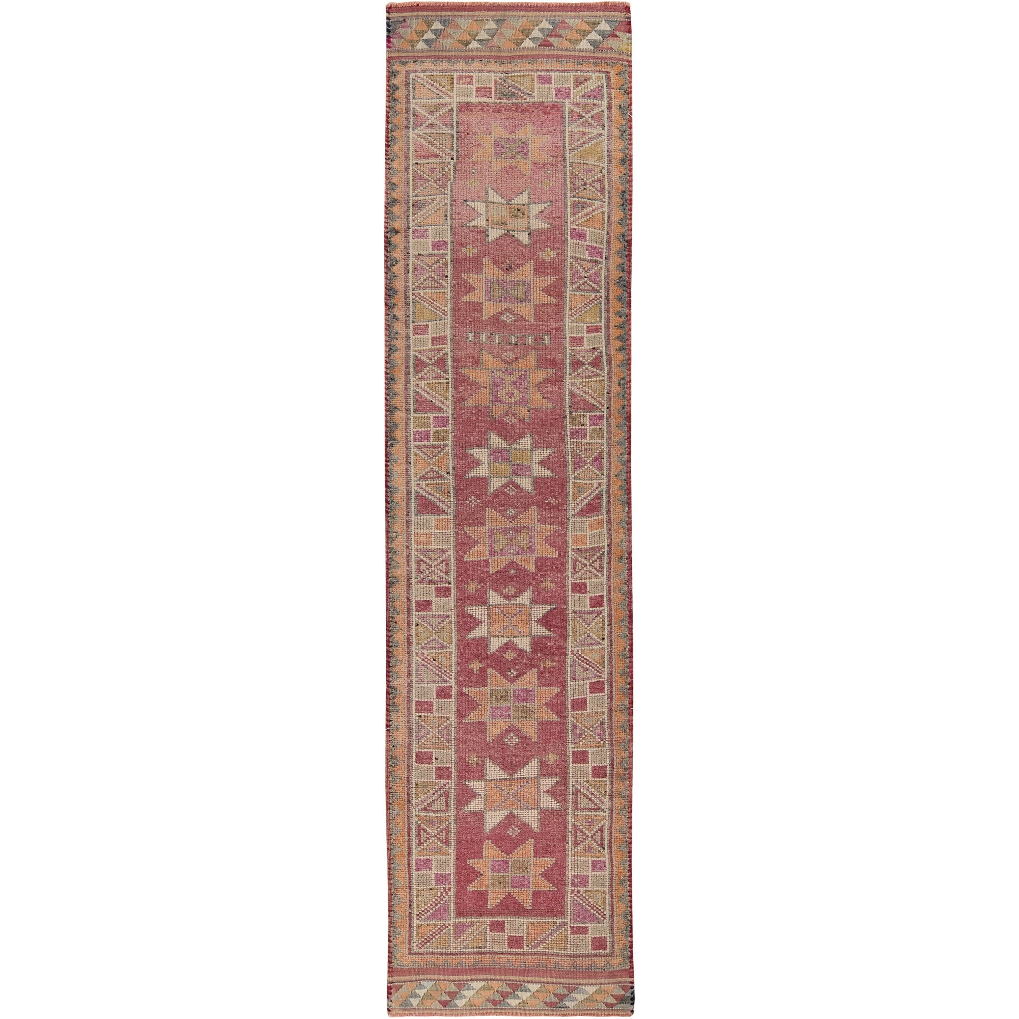 Inanne | Geometric Vintage | Hand-Knotted Turkish Runner | Kuden Rugs