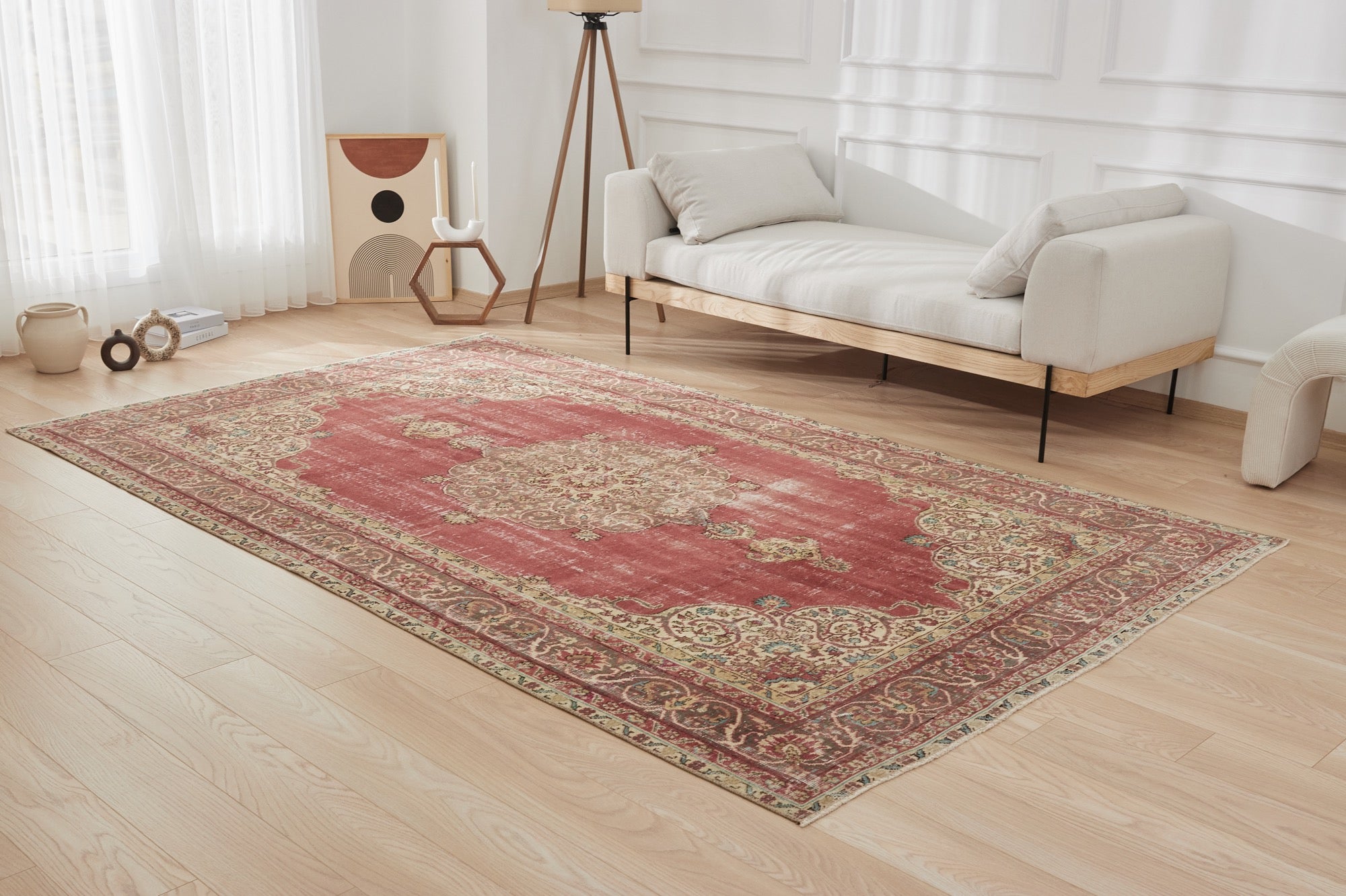 Inesila | Red Elegance | Authentic Antique washed Carpet | Kuden Rugs