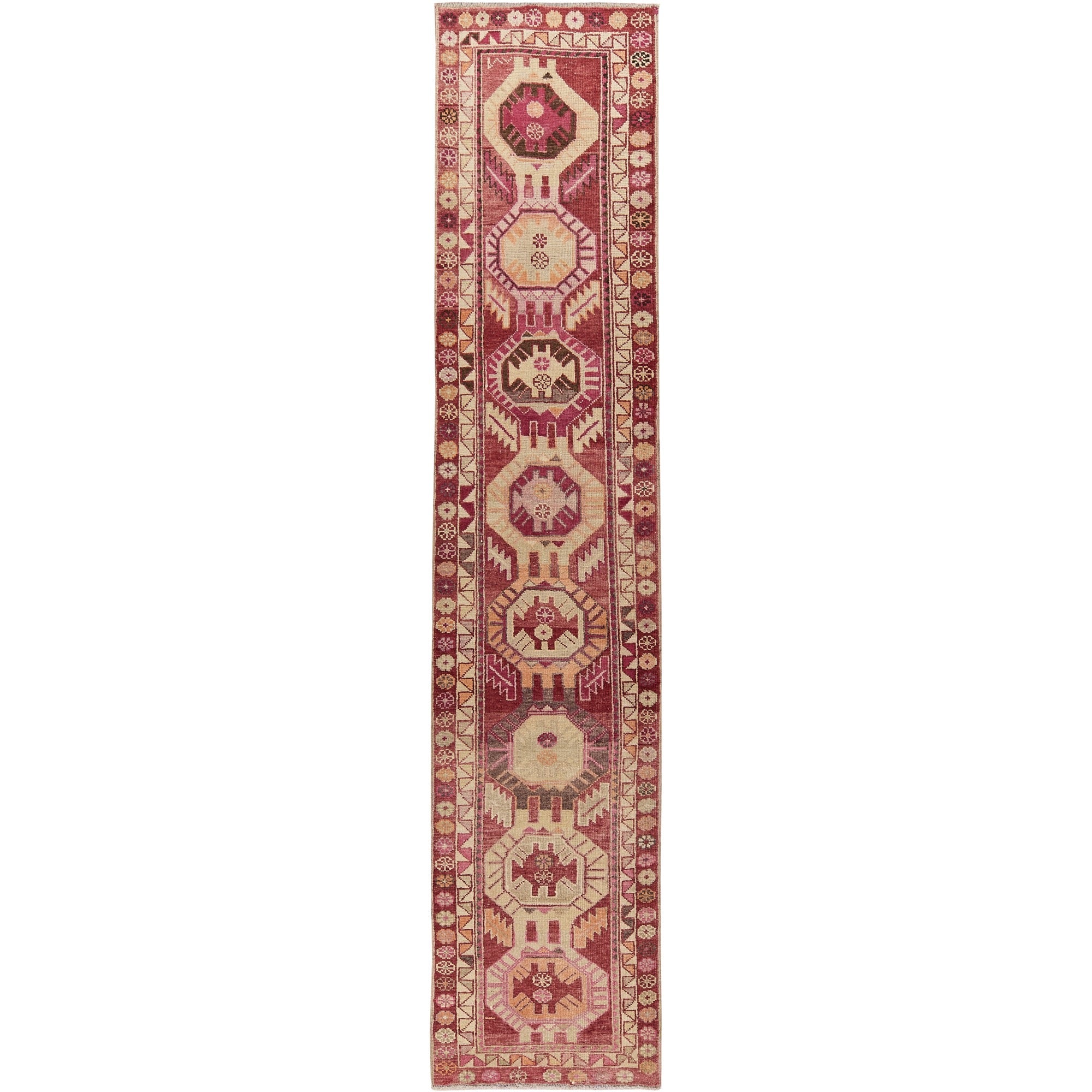 Ituha | Geometric Vintage | Hand-Knotted Turkish Runner | Kuden Rugs