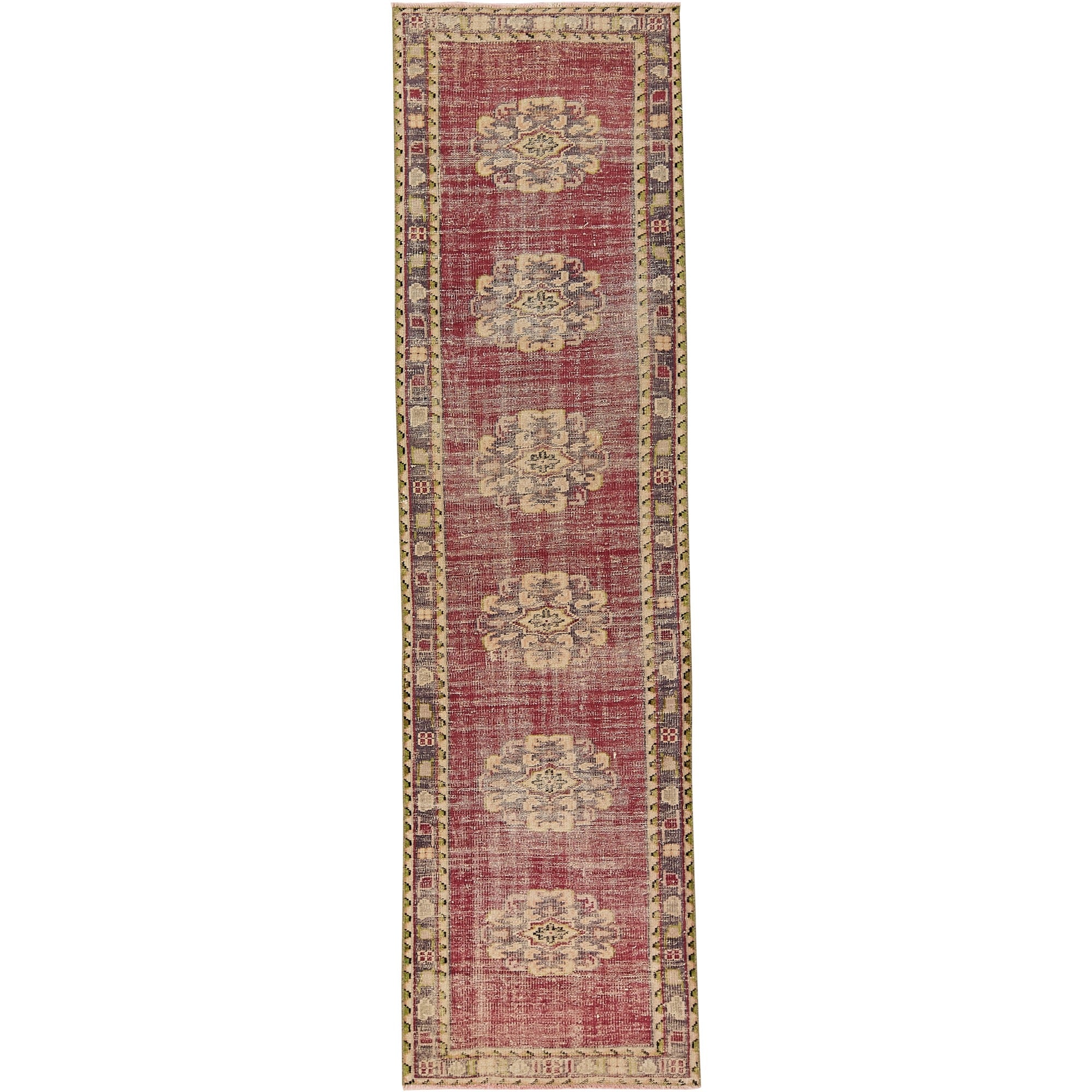 3' x 11' Vintage Turkish Runner Rug, Red - Ivana | Kuden Rugs
