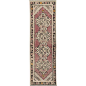 Ivania | Pink Geometric Charm | Vintage Turkish Carpet | Kuden Rugs