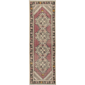 Ivania | Pink Geometric Charm | Vintage Turkish Carpet | Kuden Rugs