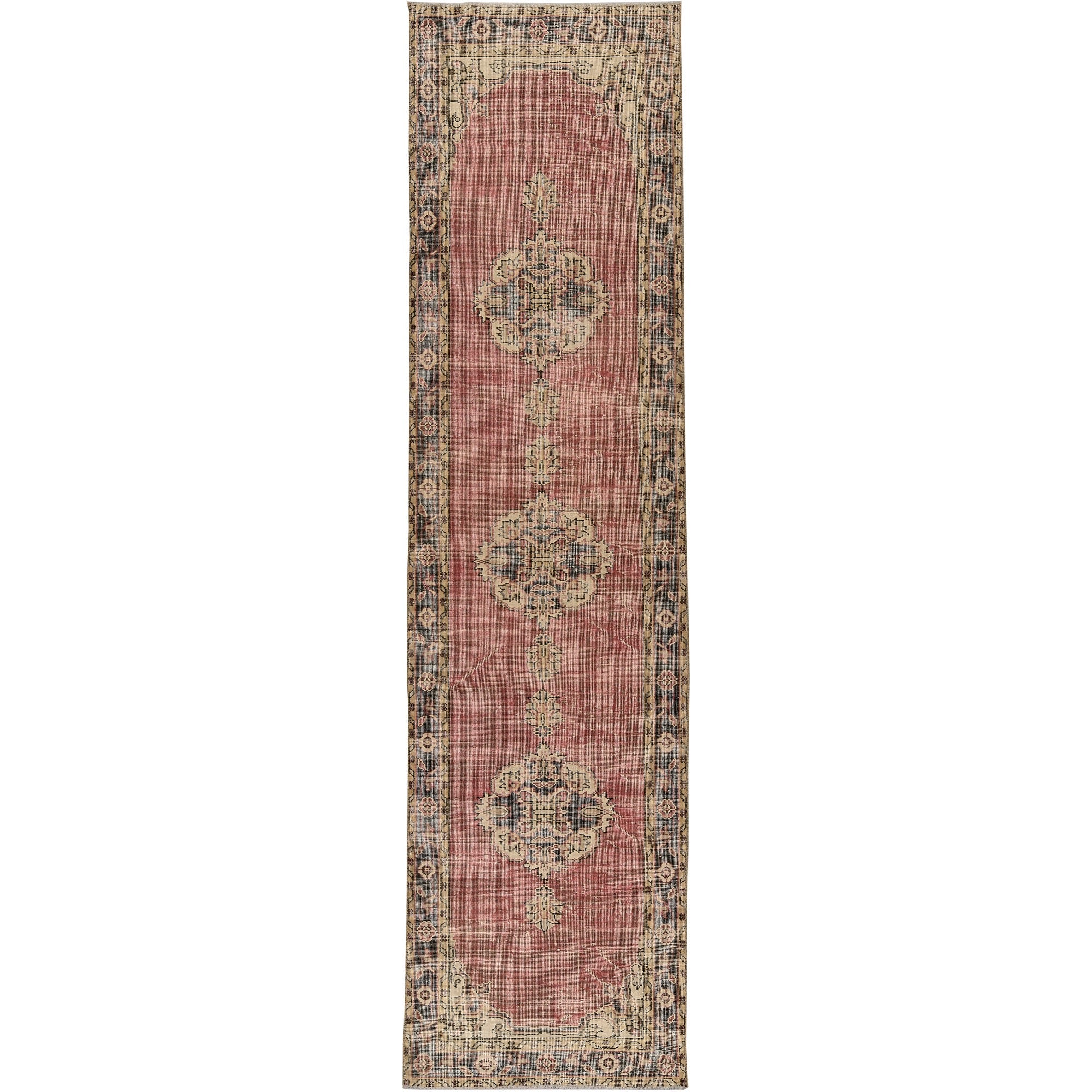 3' x 12' Vintage Turkish Runner Rug, Red - Jacey | Kuden Rugs