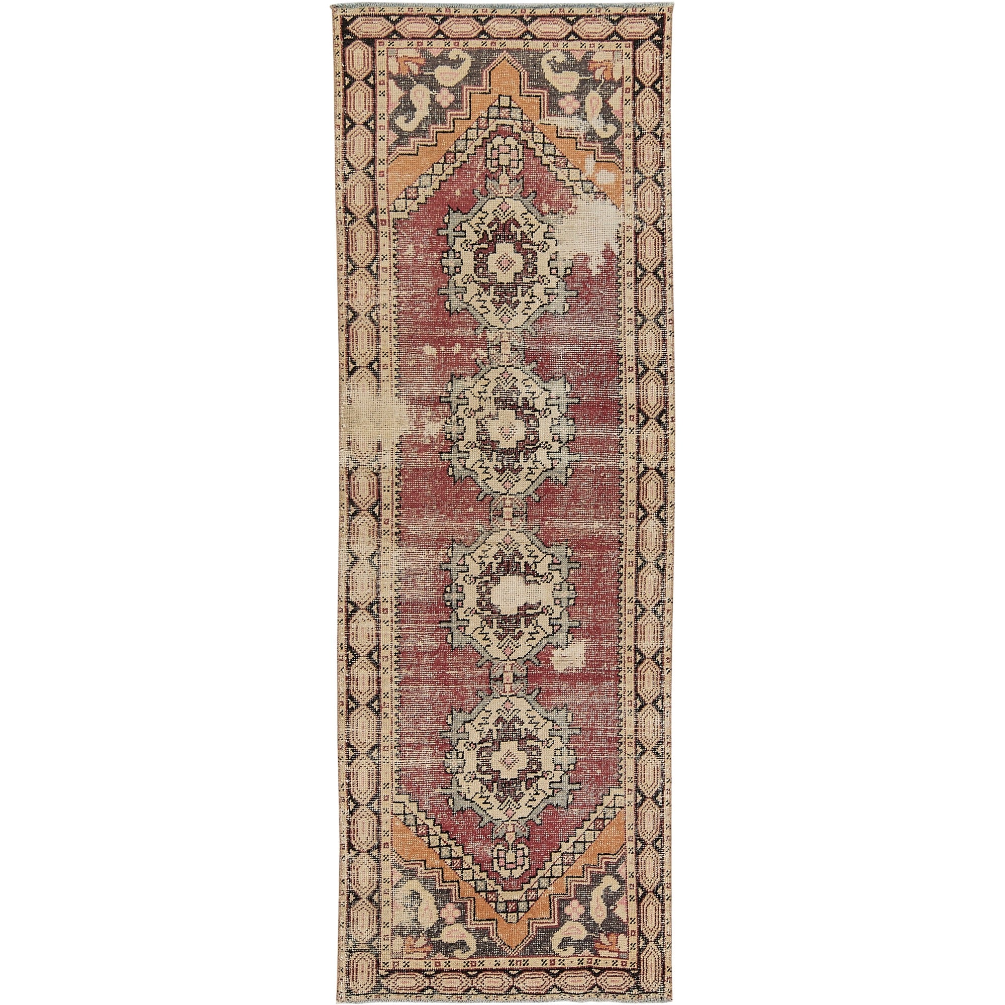 3' x 9' Vintage Turkish Runner Rug, Red - Jaciela | Kuden Rugs