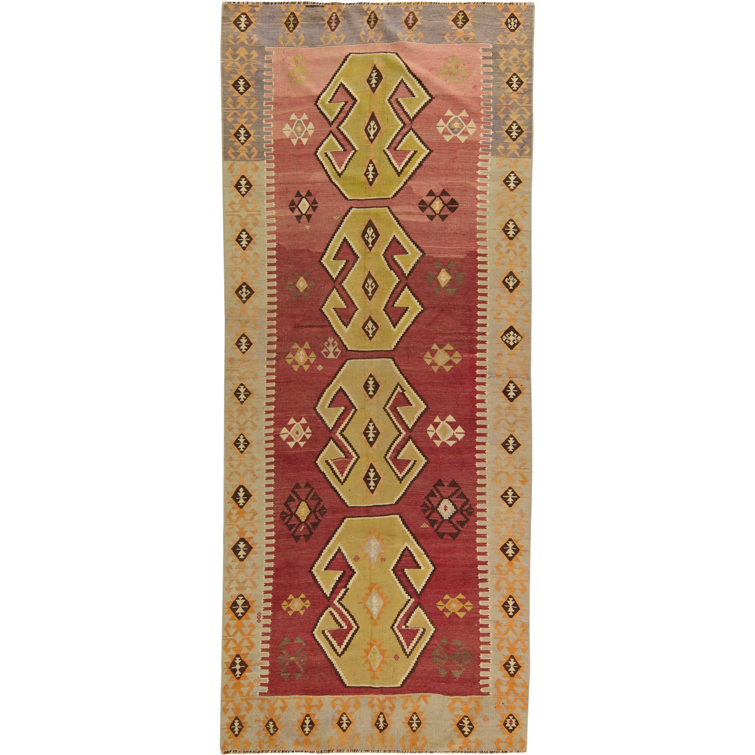 Jacquelyn: A Captivating Red Vintage Turkish Wool Kilim Rug | Kuden Rugs