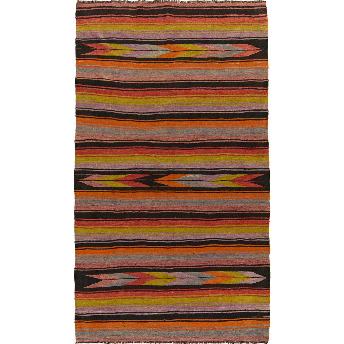 Jaylynn: Vintage Turkish Rug - Striped elegance for your home. | Kuden Rugs