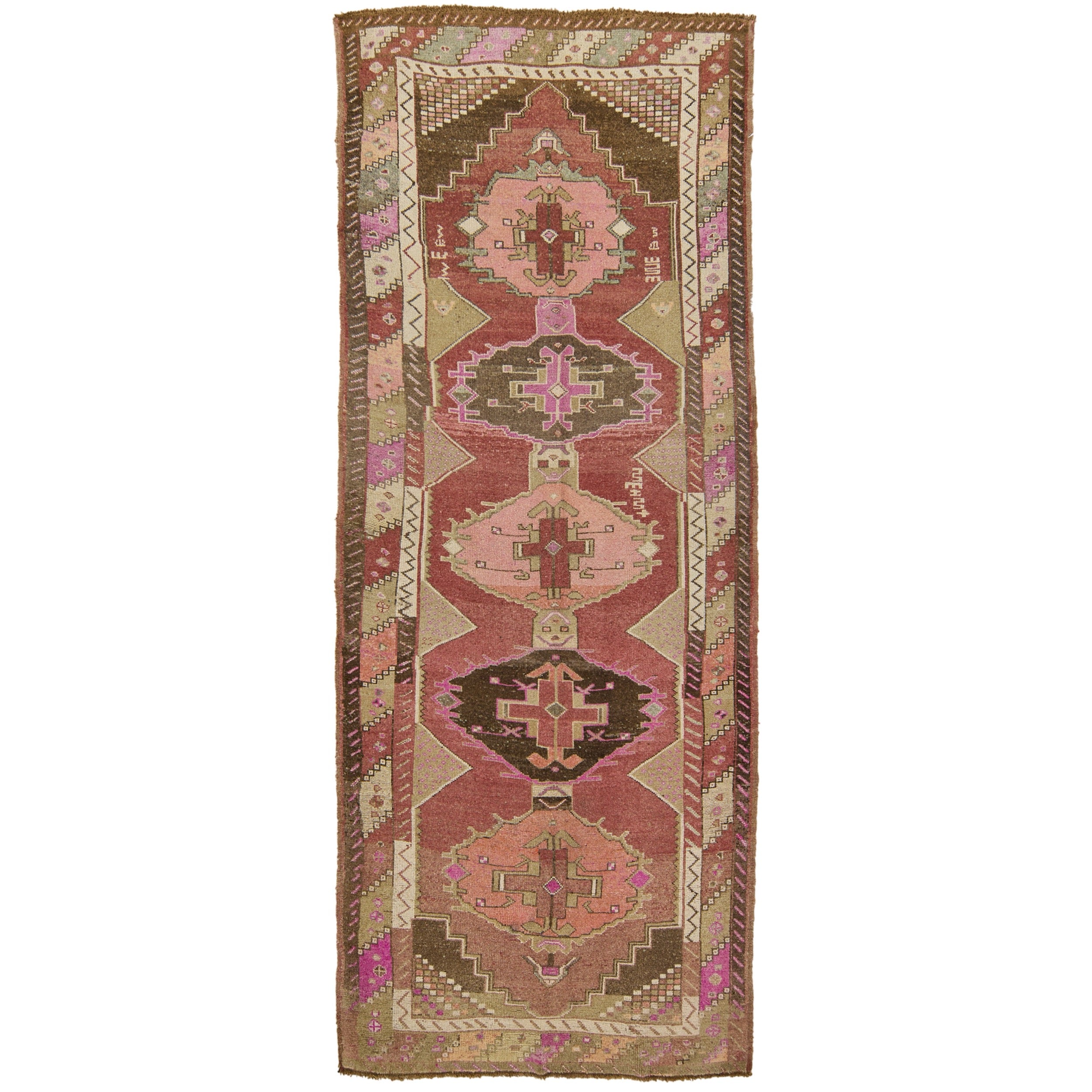 5' x 13' Vintage Turkish Runner Rug, Red - Jonquil | Kuden Rugs