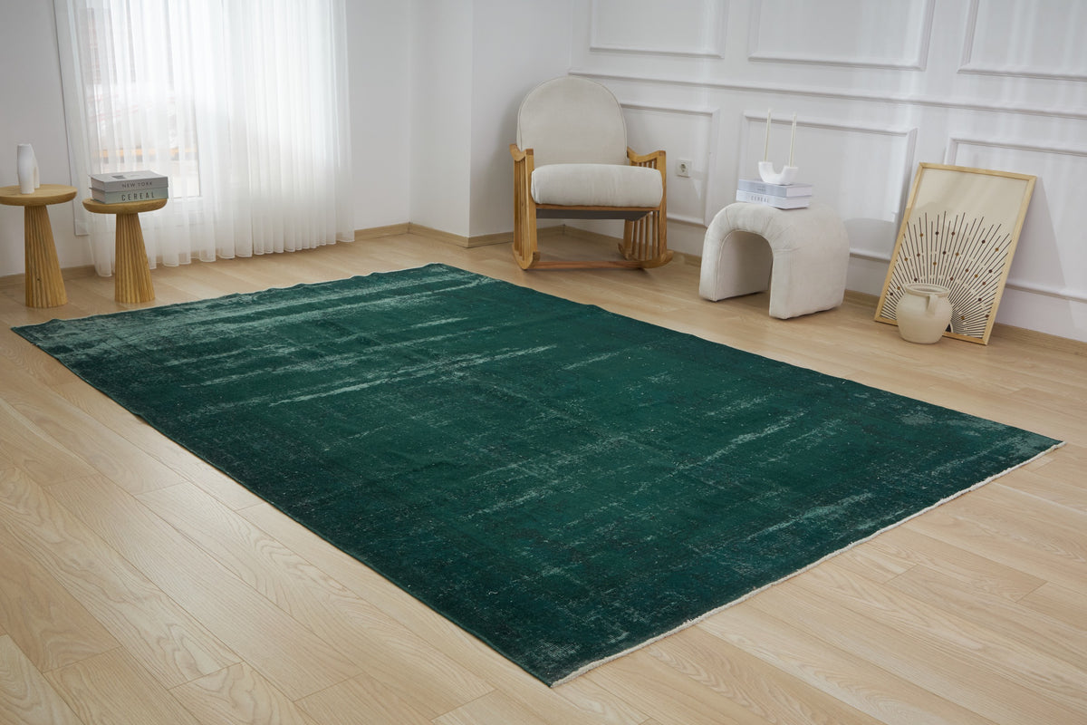 Kanene | Overdyed Opulence | Vintage Green Carpet | Kuden Rugs