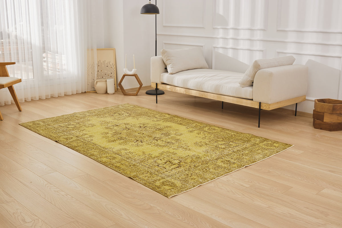 Yellow Overdyed Treasure - Kora's Professional Carpet Mastery | Kuden Rugs