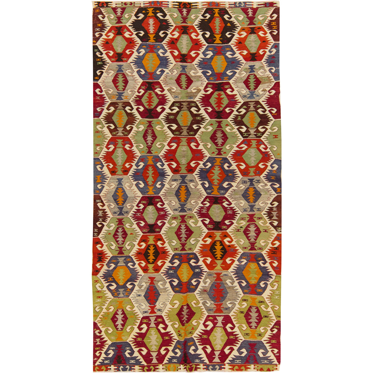 Lainey: A Mesmerizing Multicolored Vintage Turkish Wool Kilim Rug | Kuden Rugs