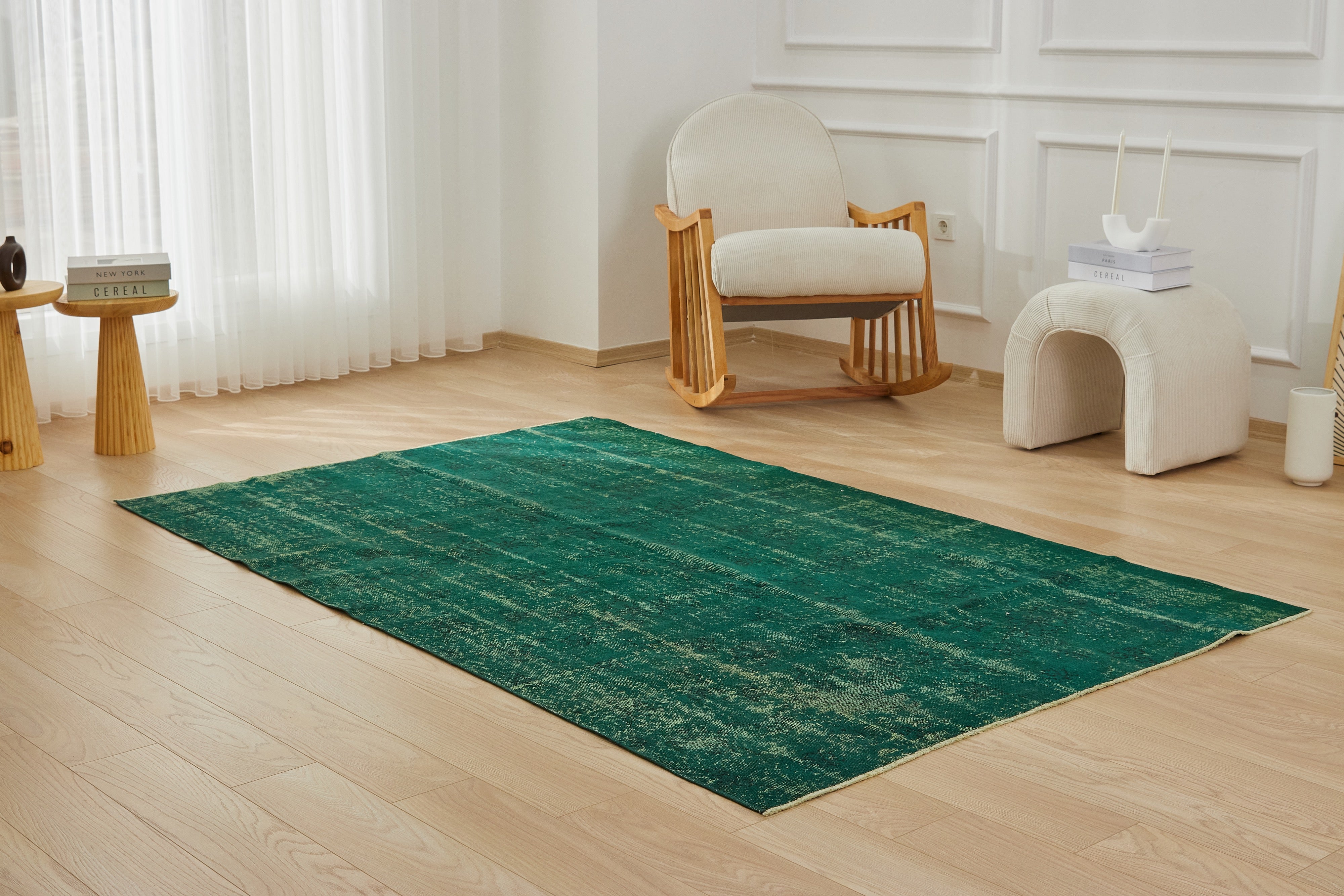 5' x 8' Vintage Turkish Rug, Green - Mckenzie | Kuden Rugs