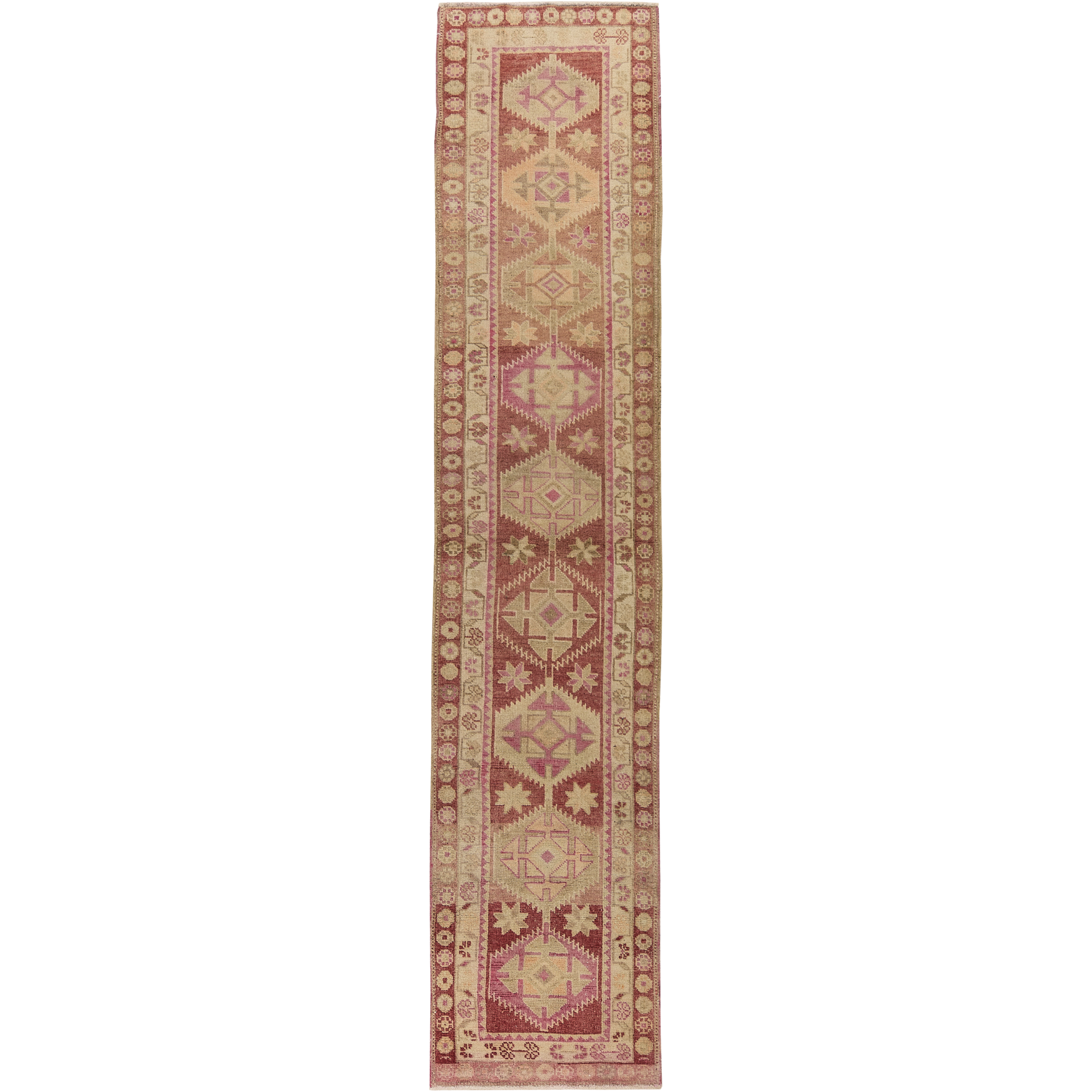 Misty | Rich Red Geometric Oriental Runner | Kuden Rugs