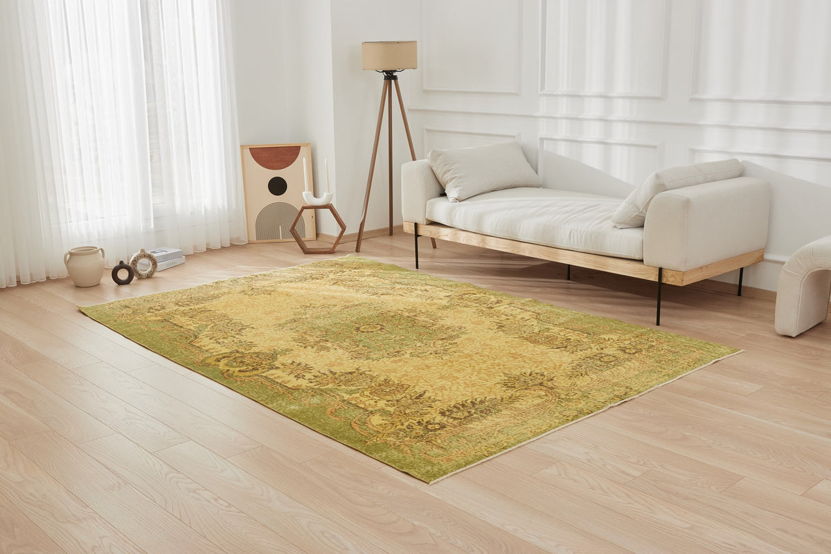 Nahimana | Yellow Elegance | Authentic Overdyed Carpet | Kuden Rugs