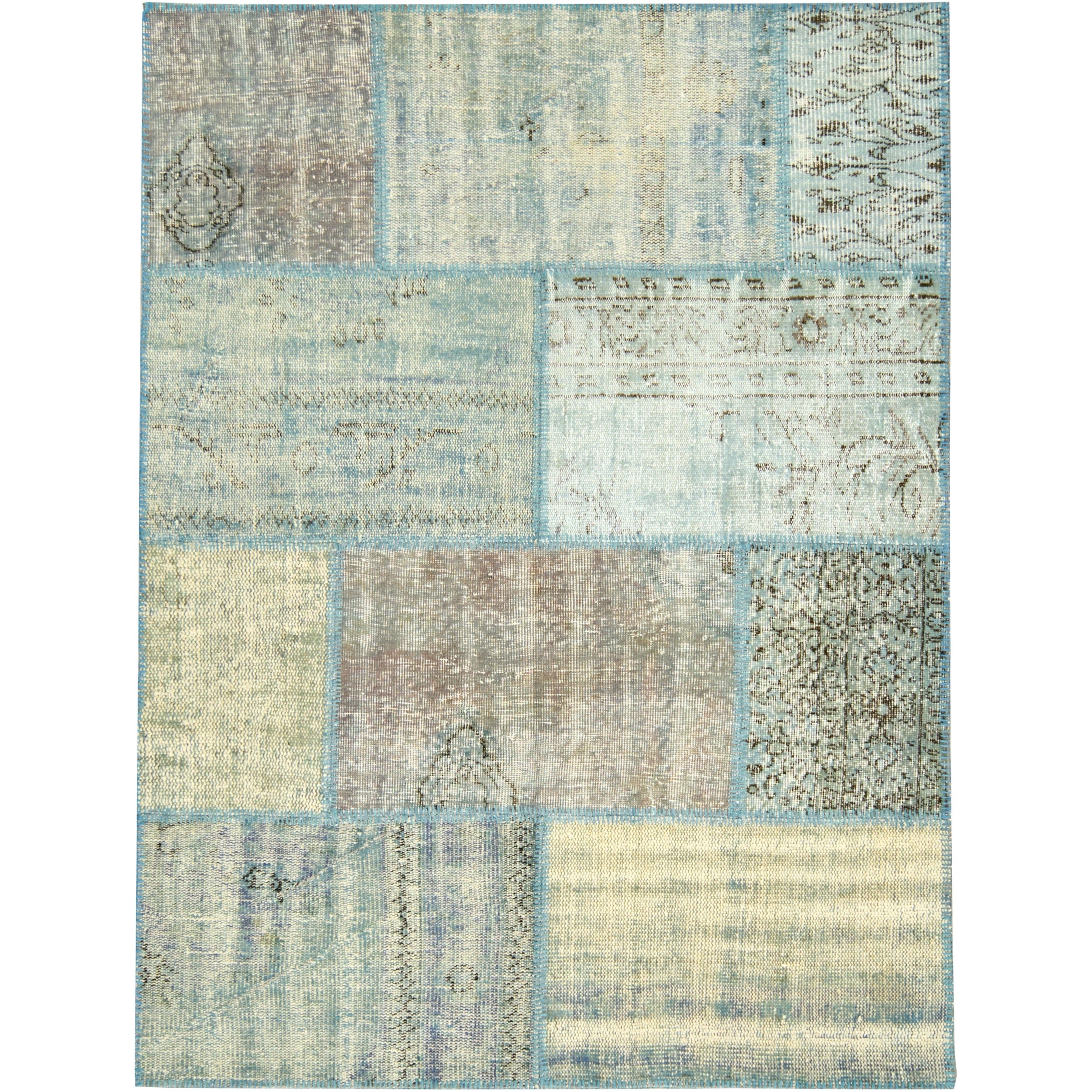 5' x 7' Vintage Patchwork Rug, Blue - Naja | Kuden Rugs