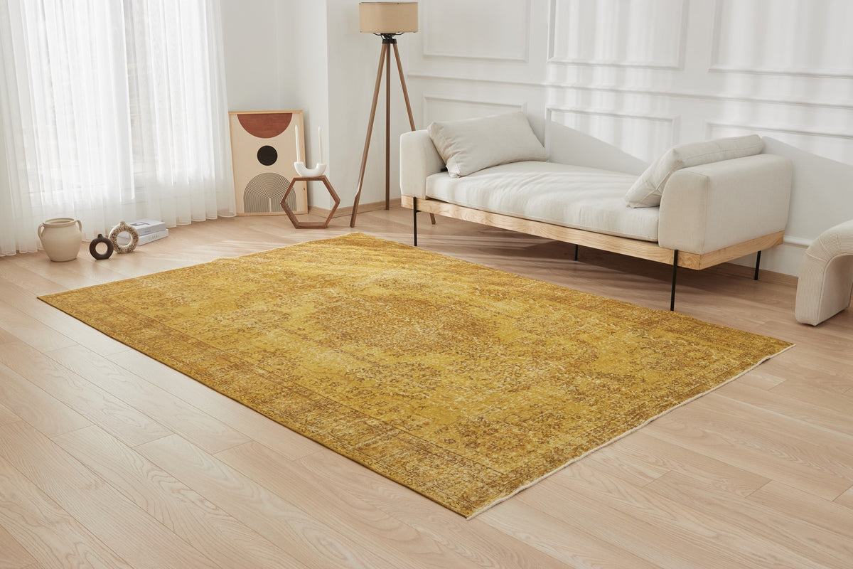 Nalanie | Yellow Elegance | Authentic Overdyed Carpet | Kuden Rugs