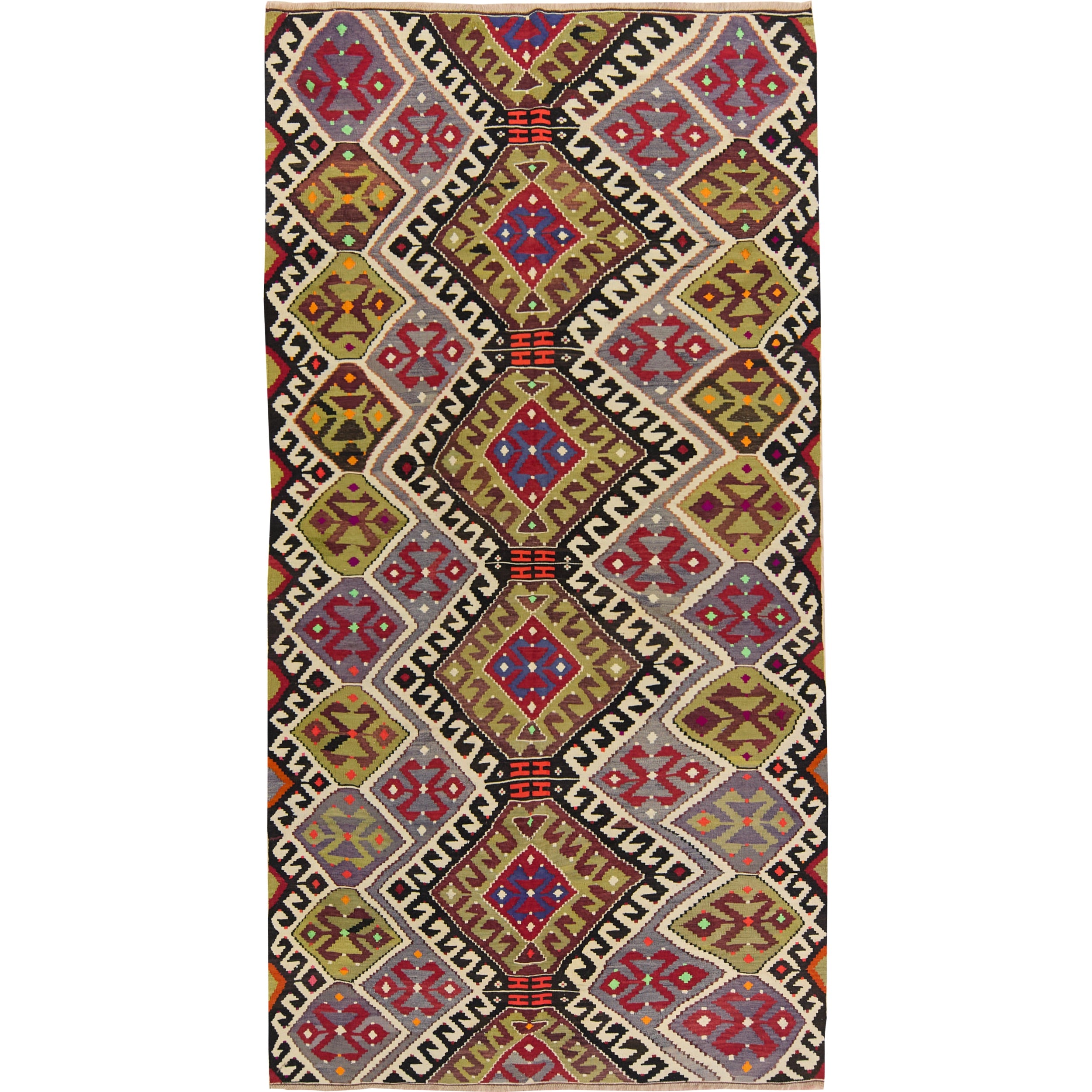 Nola: A Vibrant Multicolored Vintage Turkish Wool Kilim Rug | Kuden Rugs