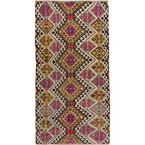 Nola: A Vibrant Multicolored Vintage Turkish Wool Kilim Rug | Kuden Rugs