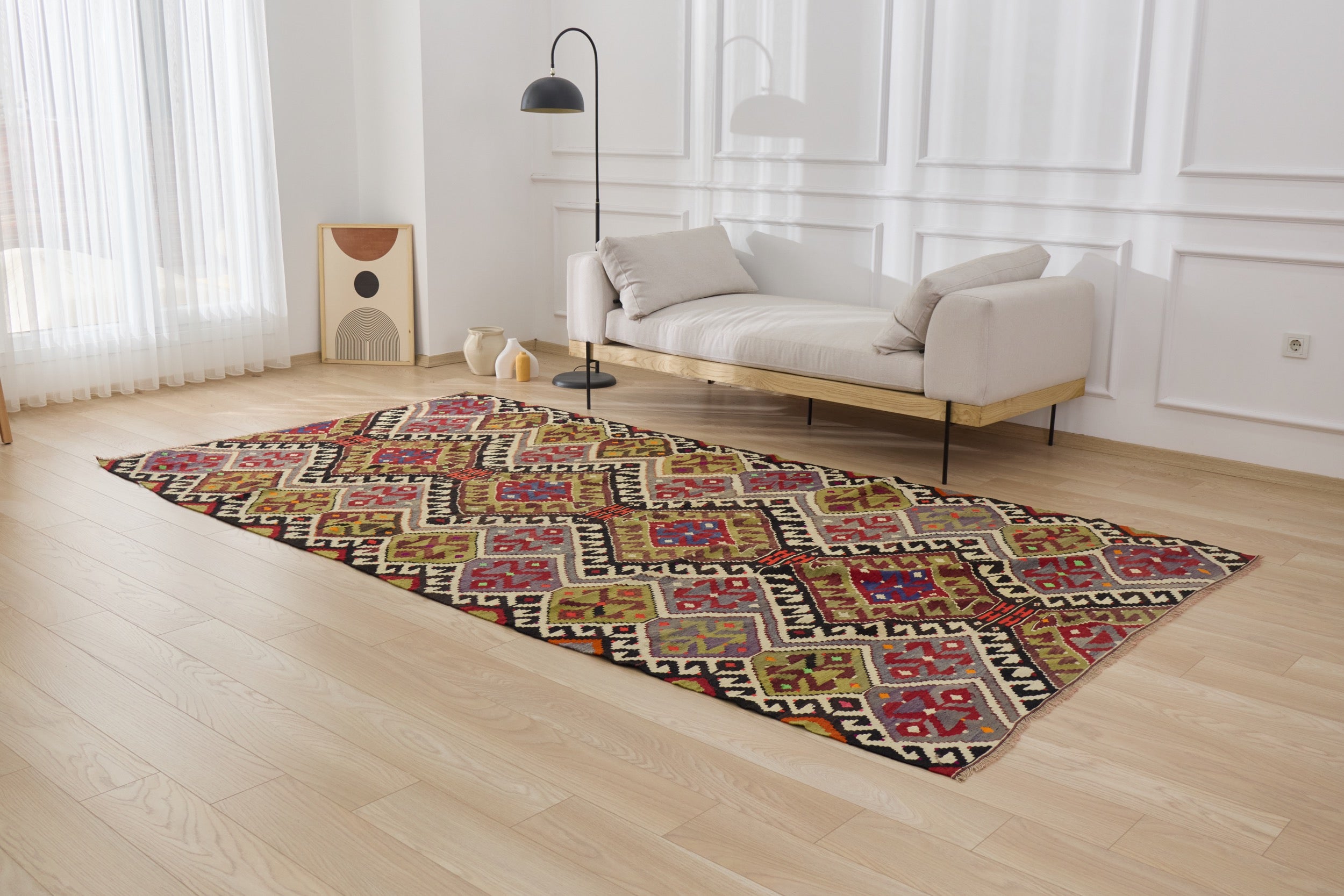 Discover the Geometric Brilliance of Nola, a 1970s Turkish Carpet | Kuden Rugs