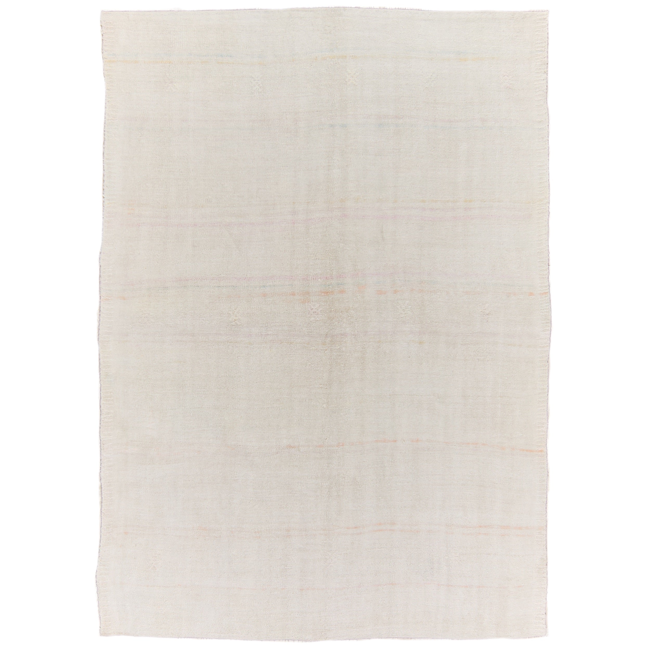 Nollie: A Pristine White Vintage Turkish Hemp Kilim Rug | Kuden Rugs