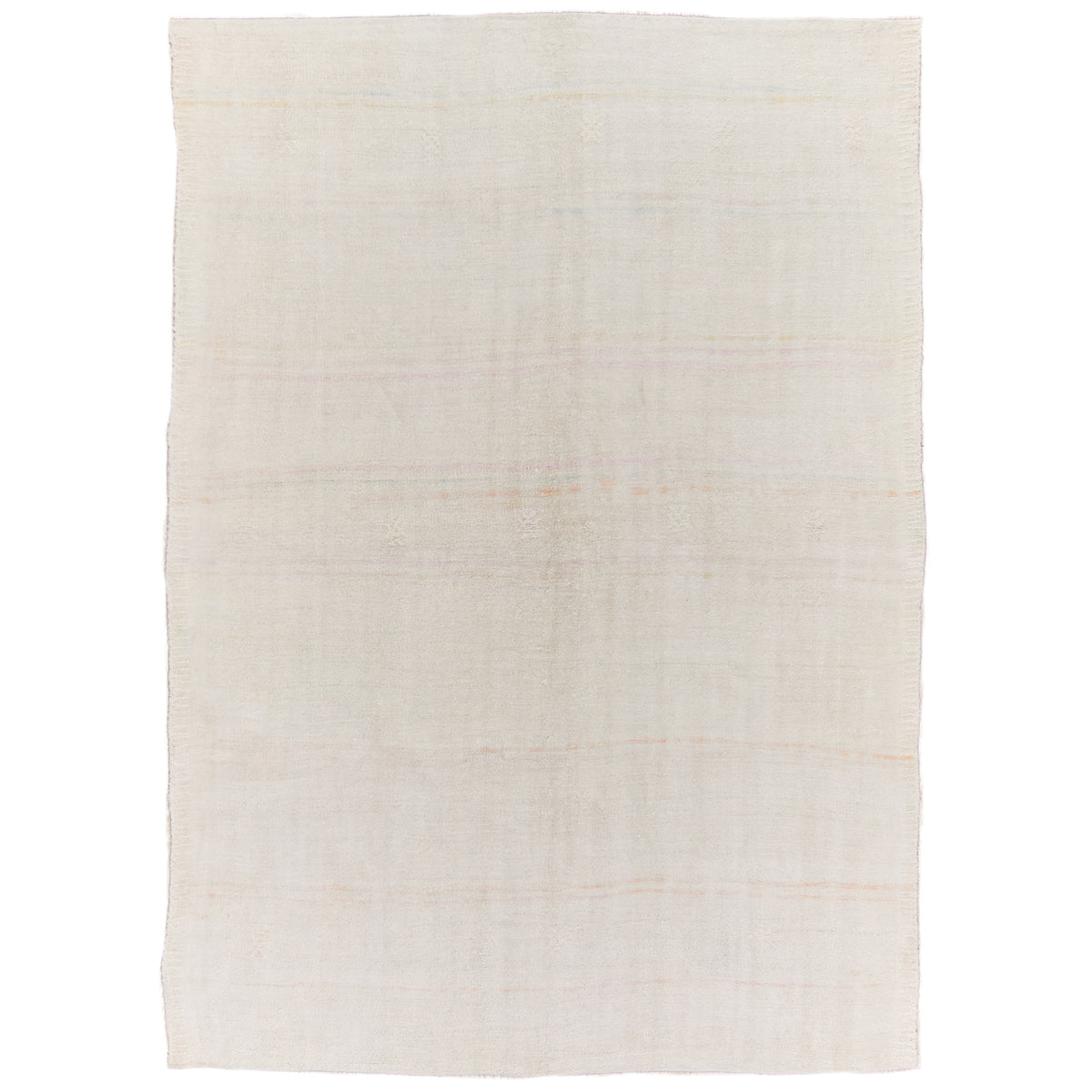 Nollie: A Pristine White Vintage Turkish Hemp Kilim Rug | Kuden Rugs