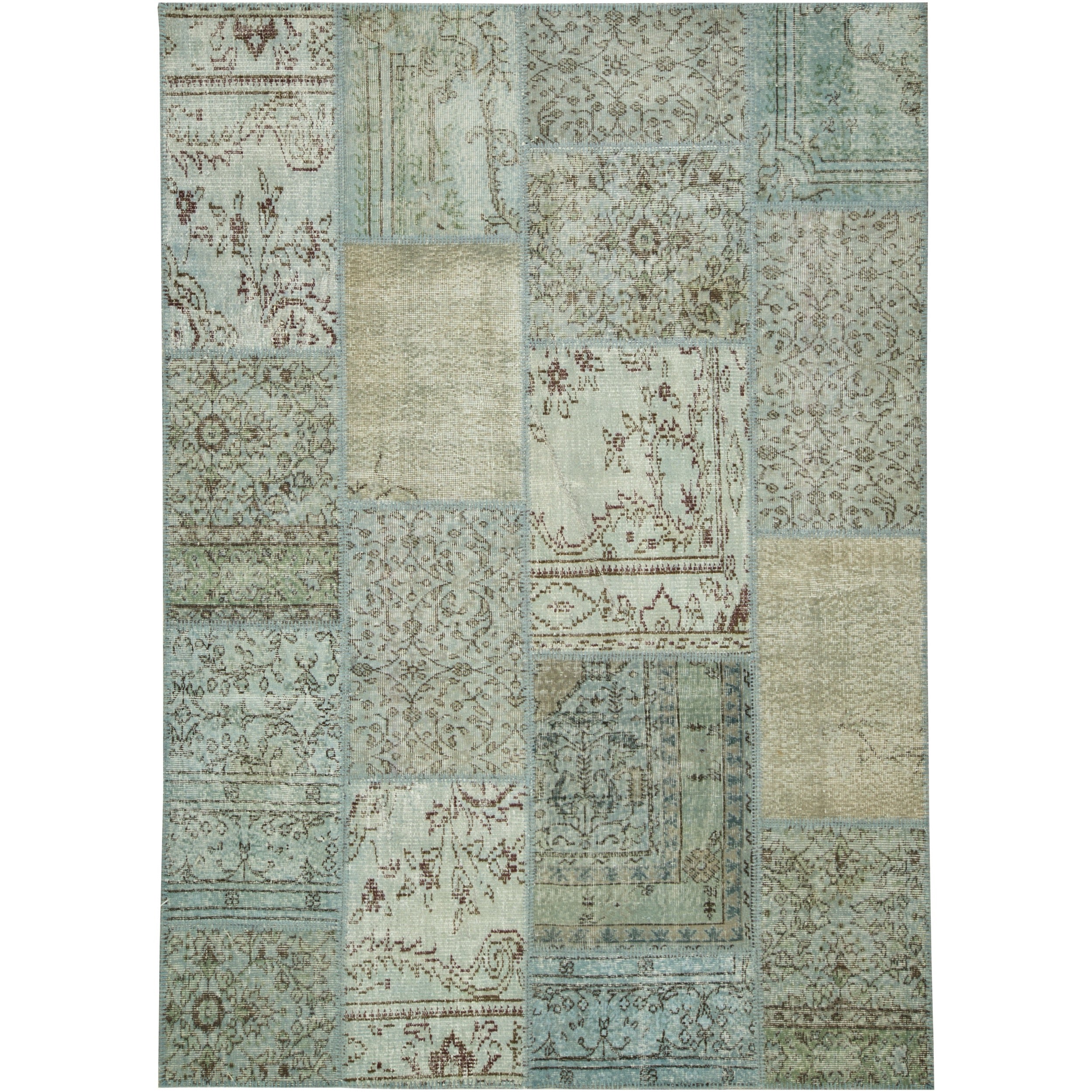 6' x 8' Vintage Patchwork Rug, Blue - Piptisa | Kuden Rugs