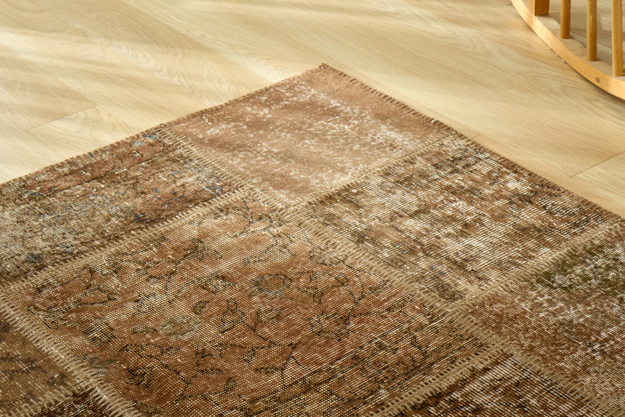 6' x 8' Vintage Turkish Area Rug, Brown - Safa | Kuden Rugs