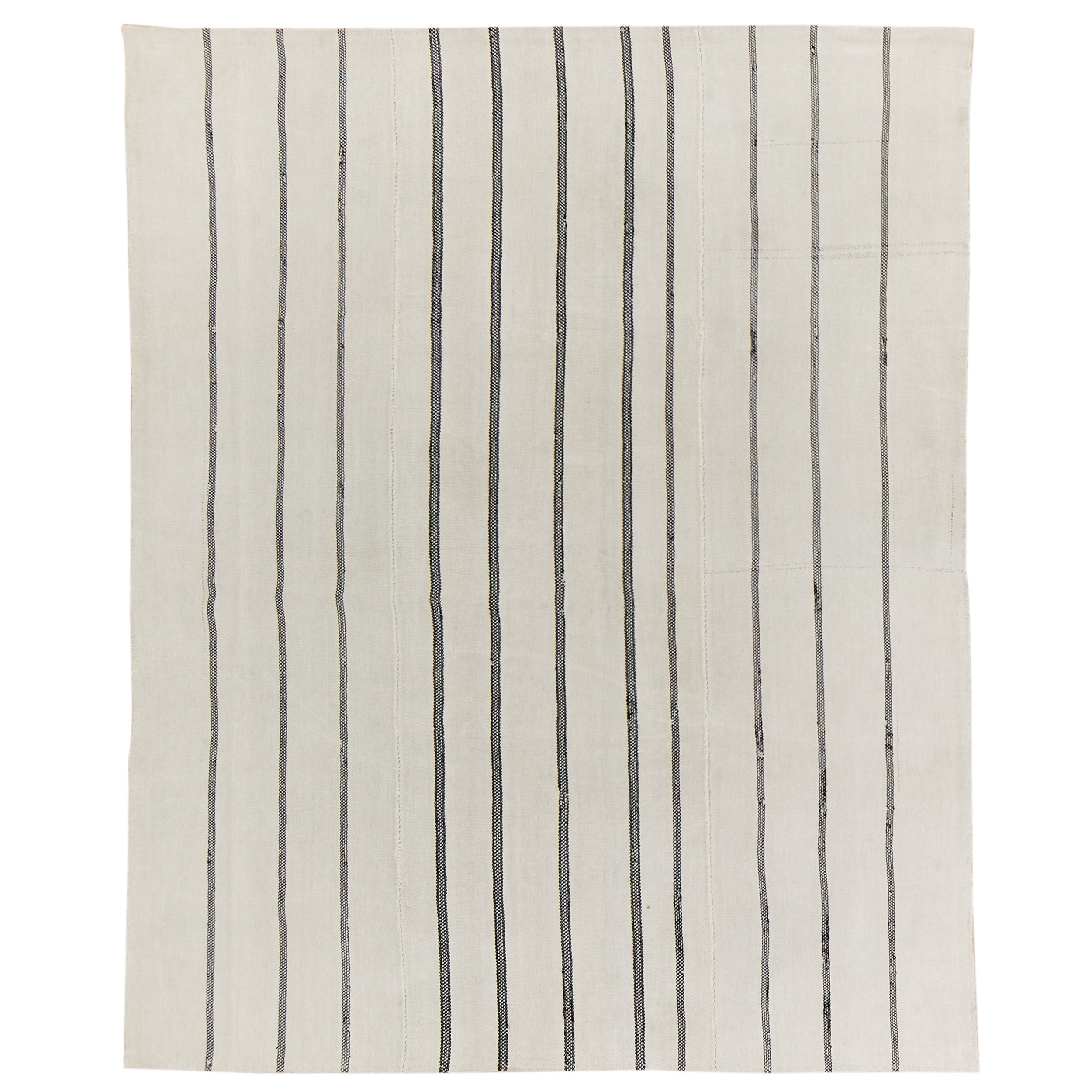 Shirleen: A Captivating Striped Vintage Turkish Hemp Kilim Rug | Kuden Rugs