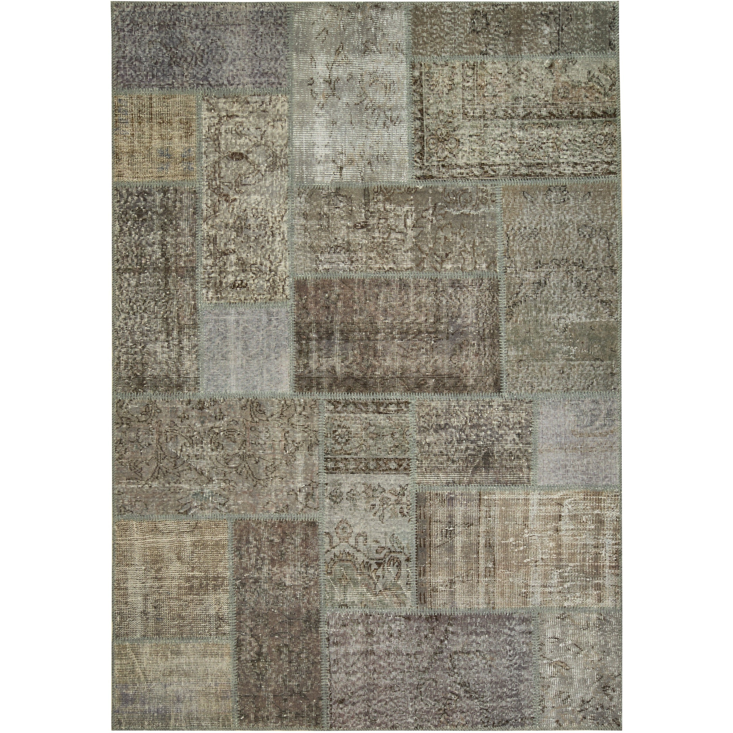 6' x 8' Vintage Patchwork Rug, Gray - Stephany | Kuden Rugs