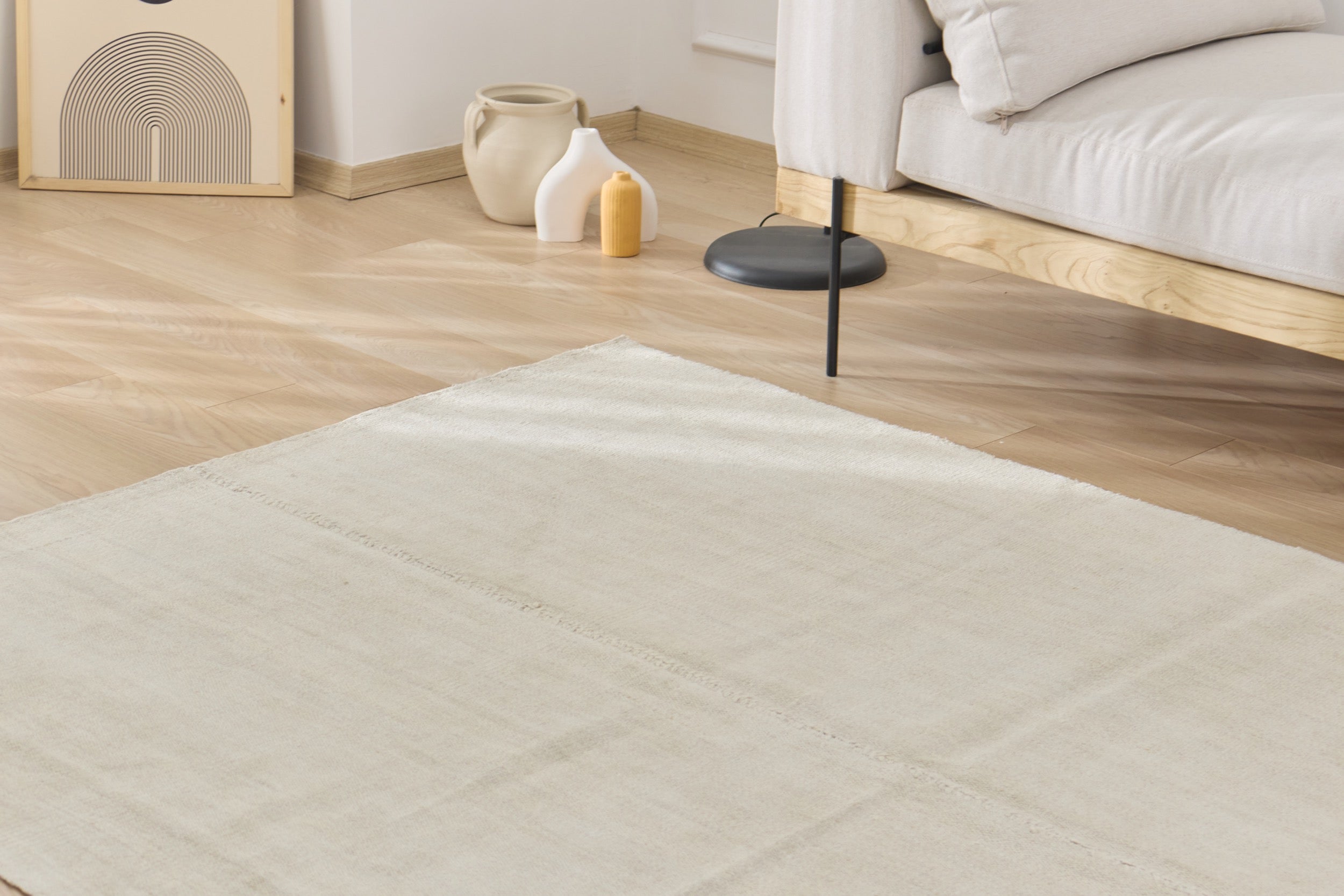 Tallie: A Captivating Turkish Hemp Rug with a Crisp, Clean Palette | Kuden Rugs