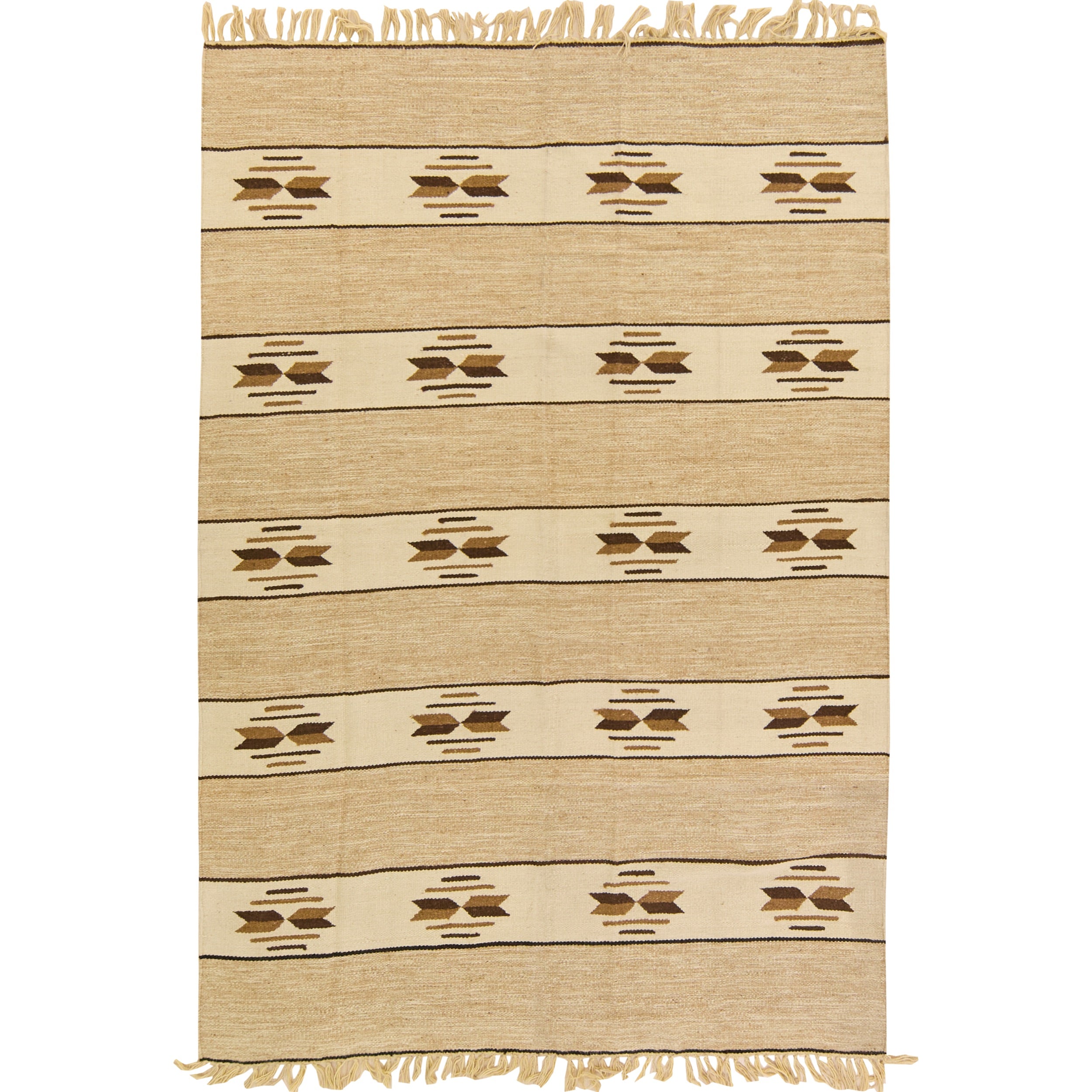 Teagan: A Serene Cream Vintage Turkish Wool Kilim Rug | Kuden Rugs