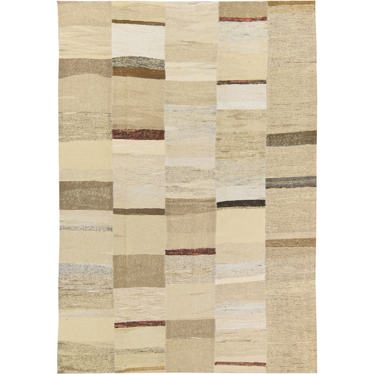 Uttara: A Warm Beige Vintage Turkish Wool Hemp Rug | Kuden Rugs