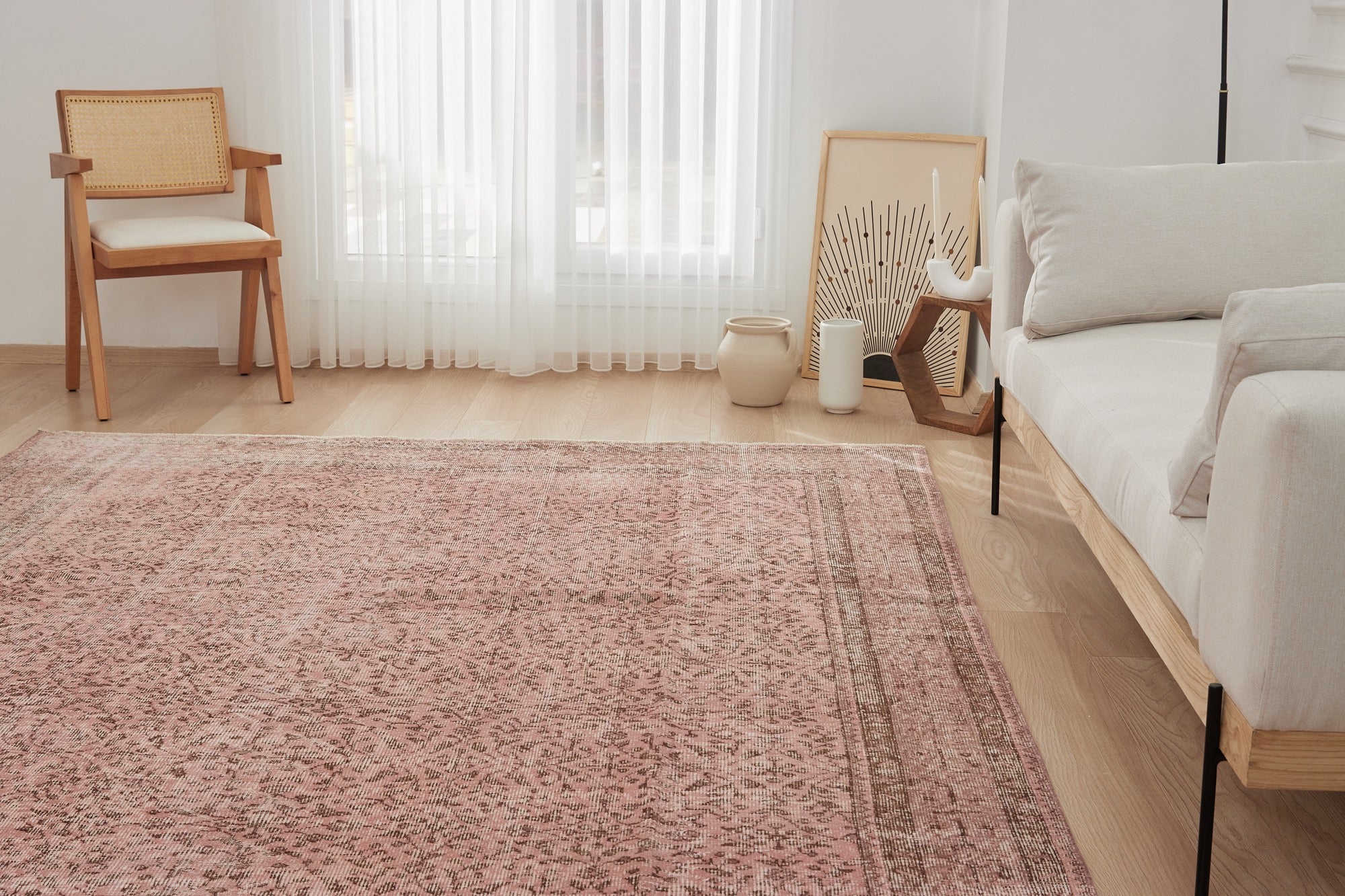 Vannia | Unique Pink Wool and Cotton Rug | Kuden Rugs
