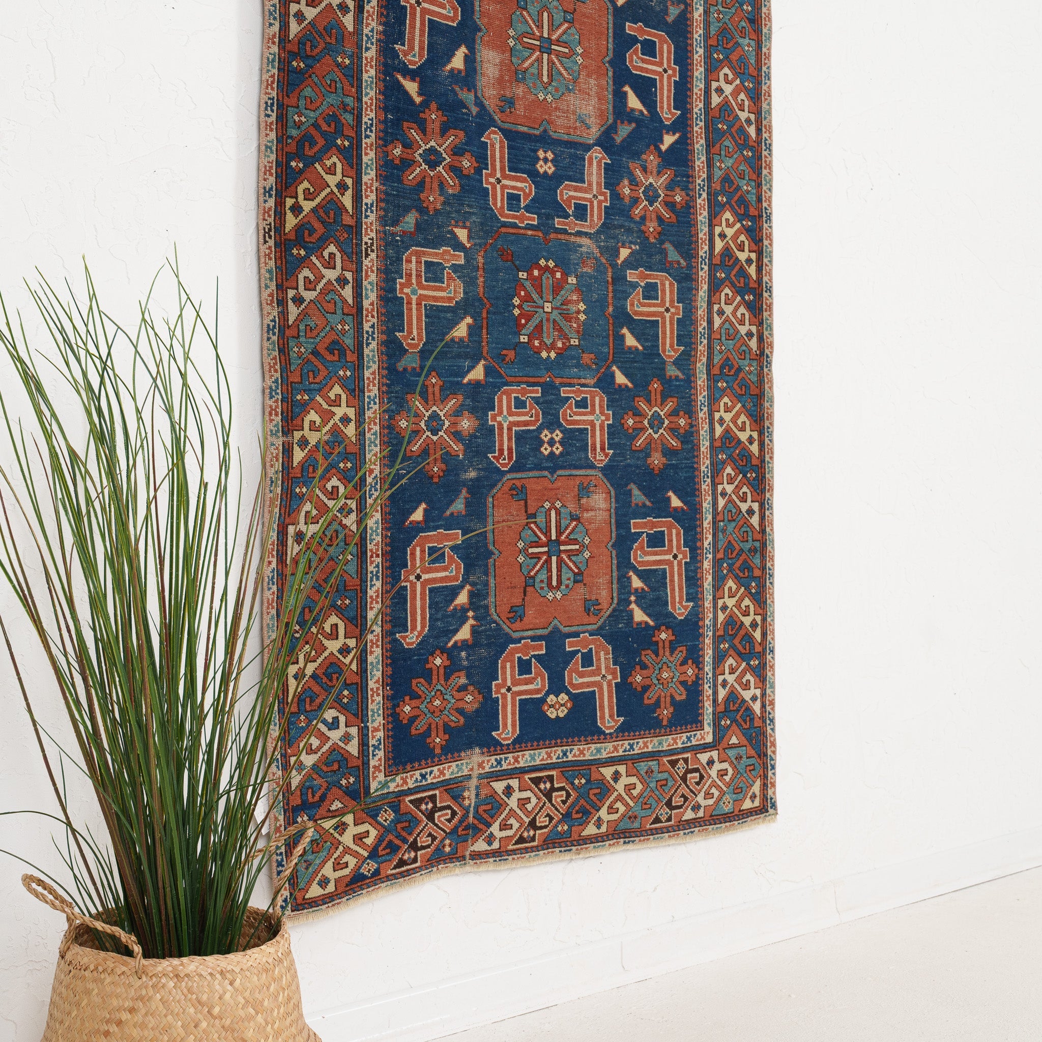 Blue and Red Area Wool Rug