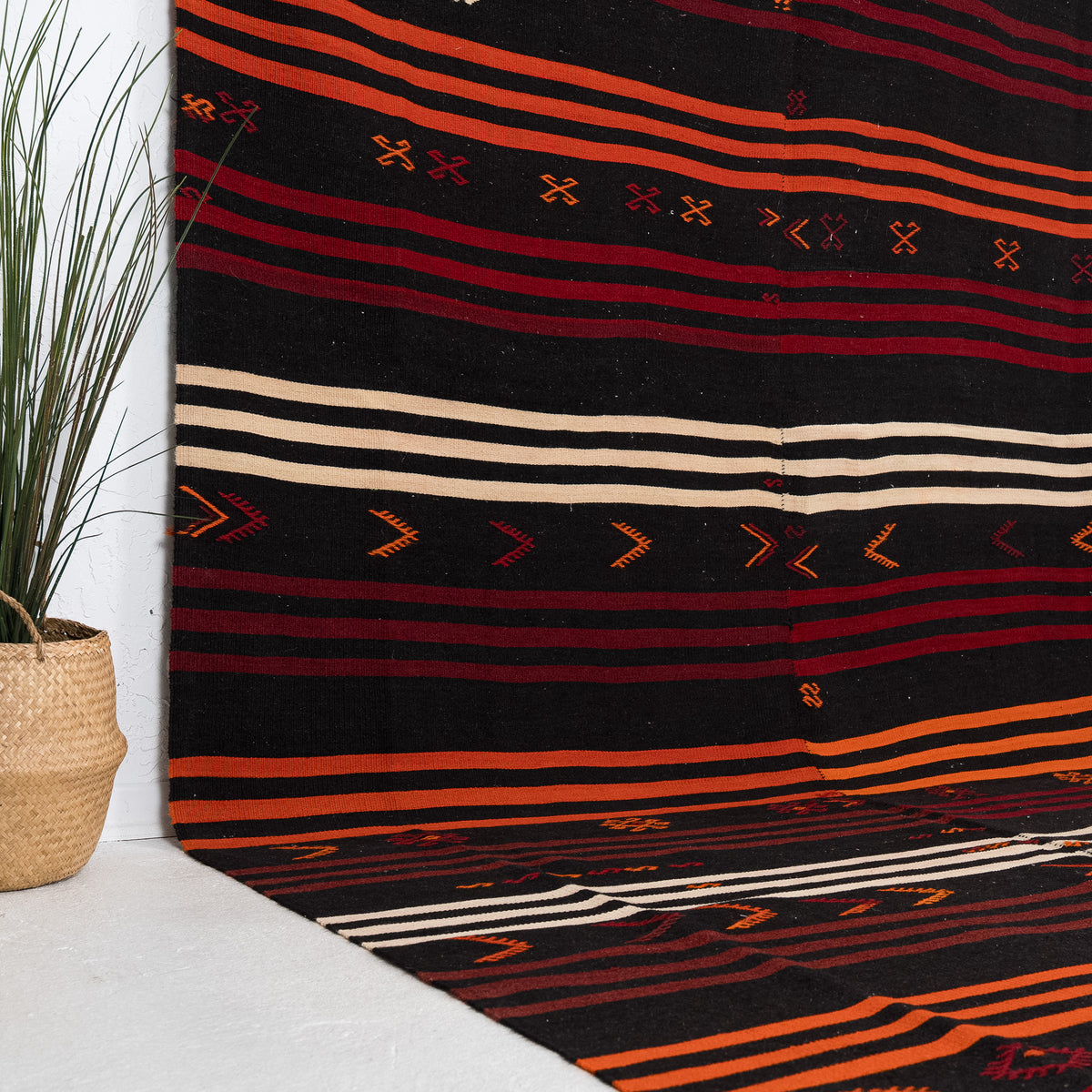 Black and Red Area Wool Rug