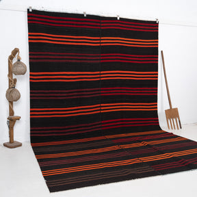 Black and Orange Area Wool Rug