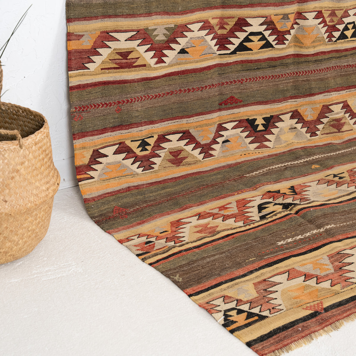 Red and Beige Area Wool Rug