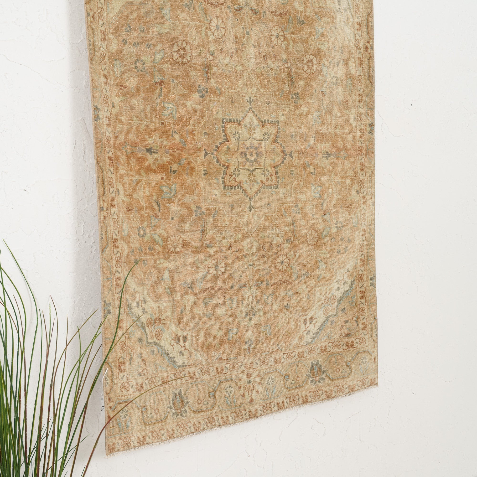 Gold and Blue Area Wool Rug