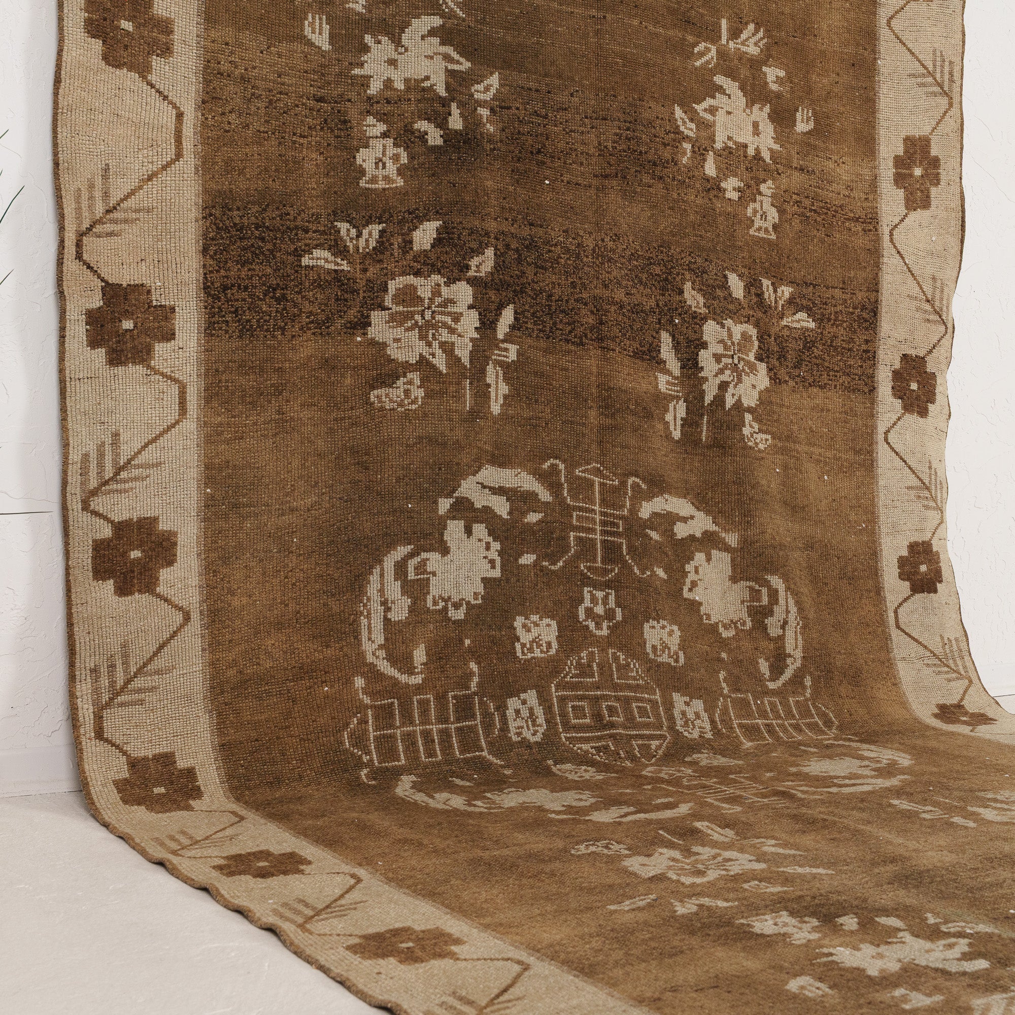 Brown and Beige Area Wool Rug